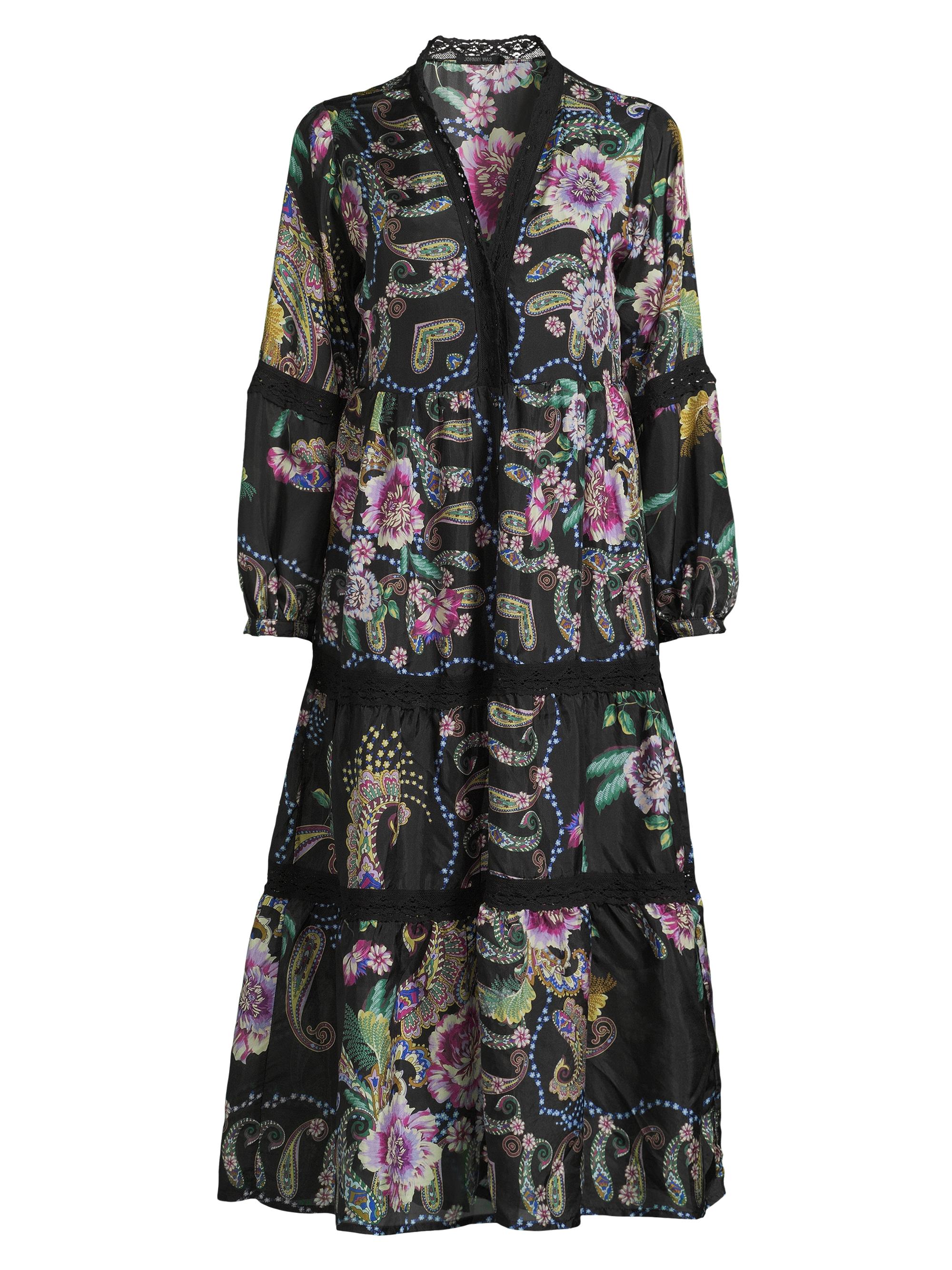 Johnny Was Women's Leda Floral Silk V-Neck Maxi Dress - Camino Serra