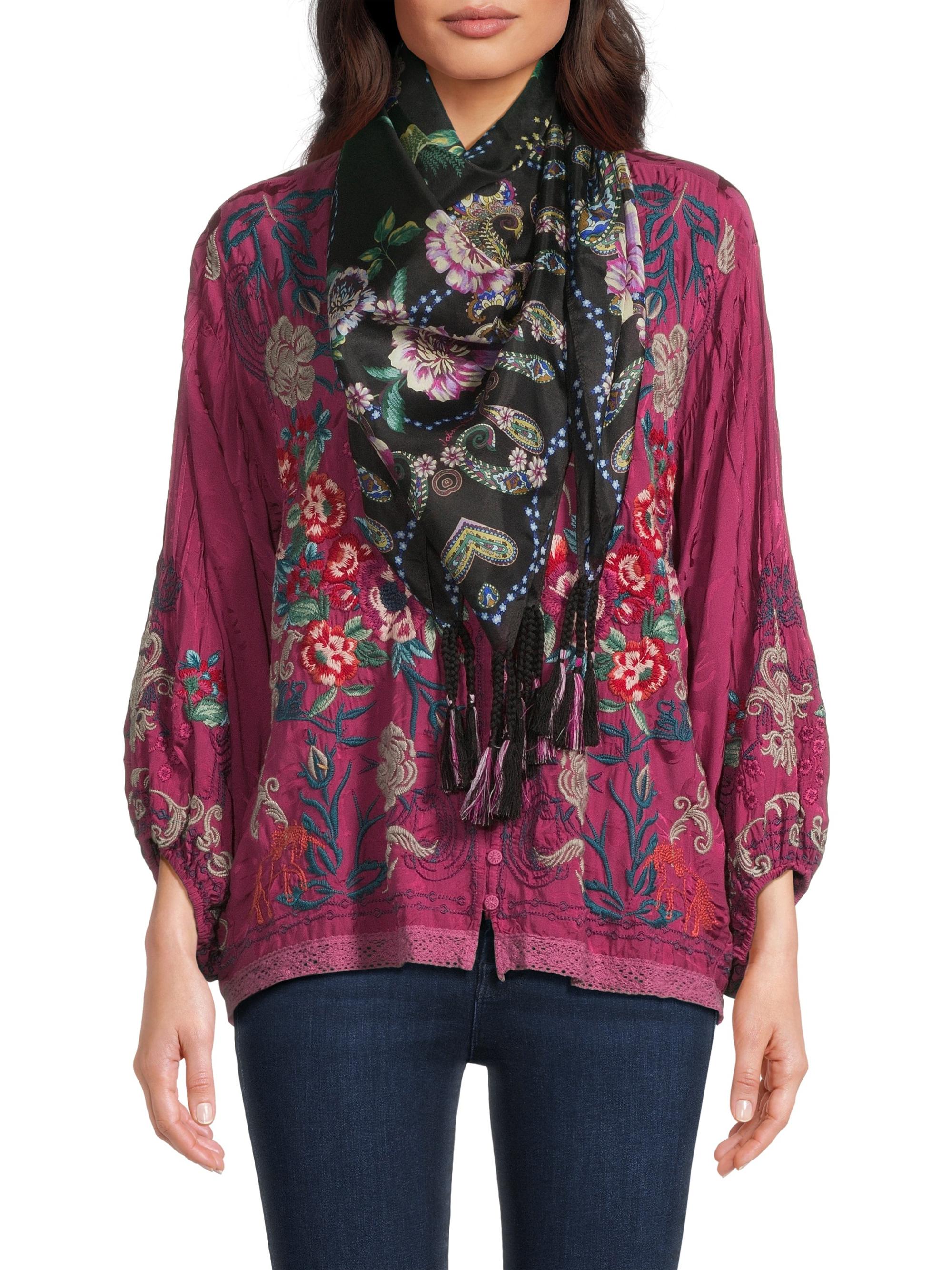 Johnny Was Women's Floral Silk Scarf - Camino Serra