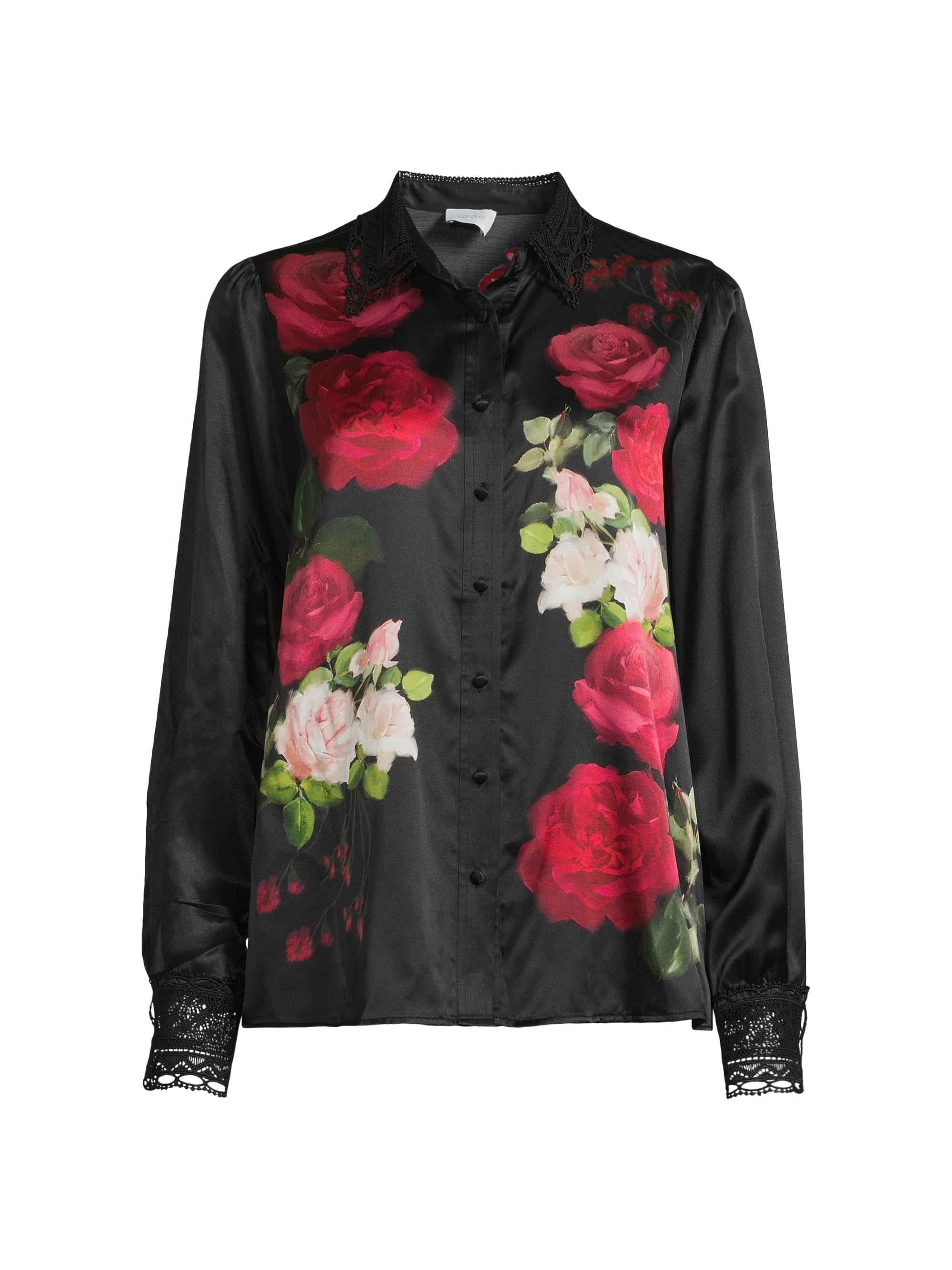 Johnny Was Women's Averi Floral Lace-Trim Satin Shirt - Maria Rosa