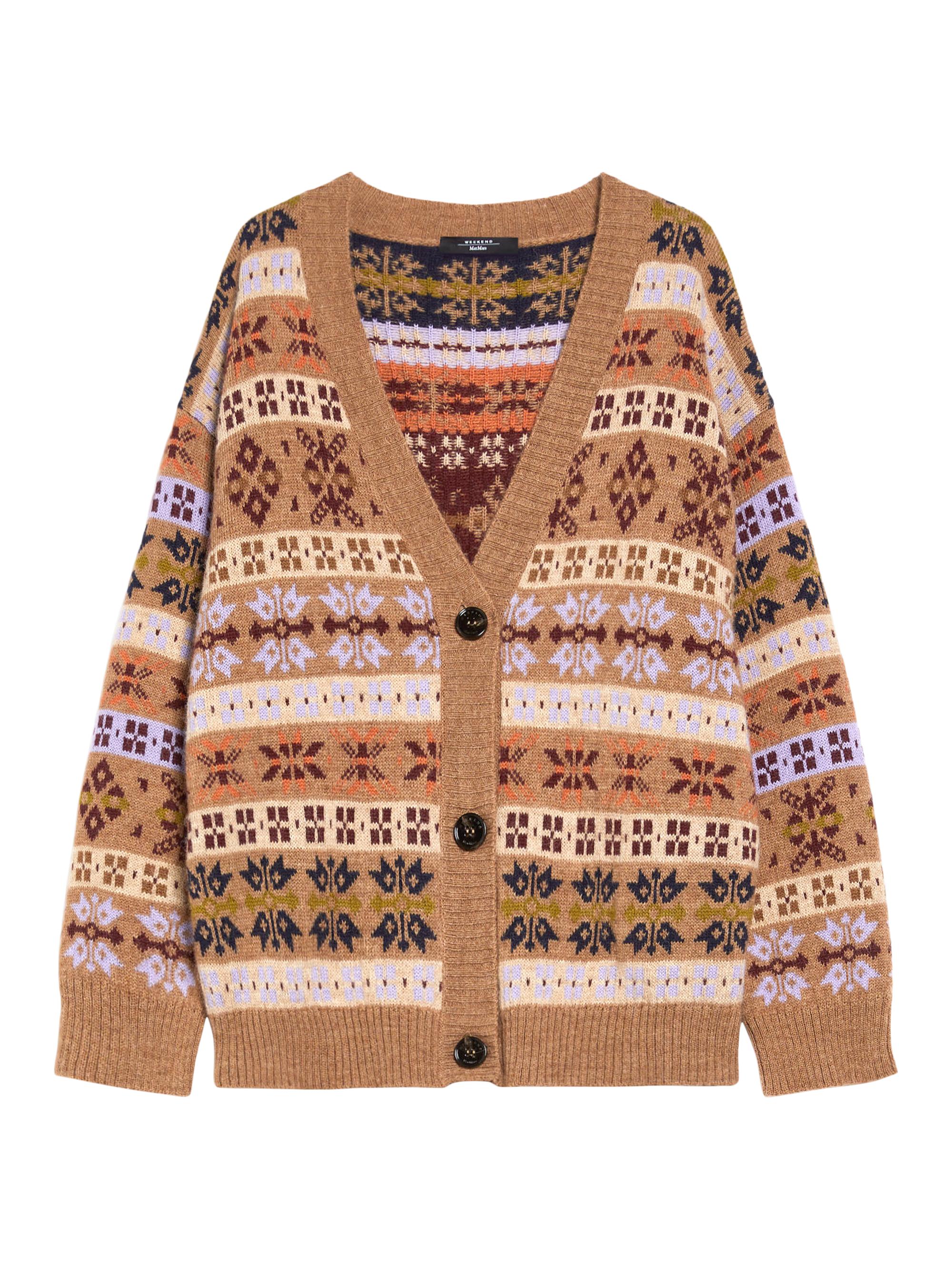 Weekend Max Mara Eccelso Intarsia-Knit V-Neck Cardigan