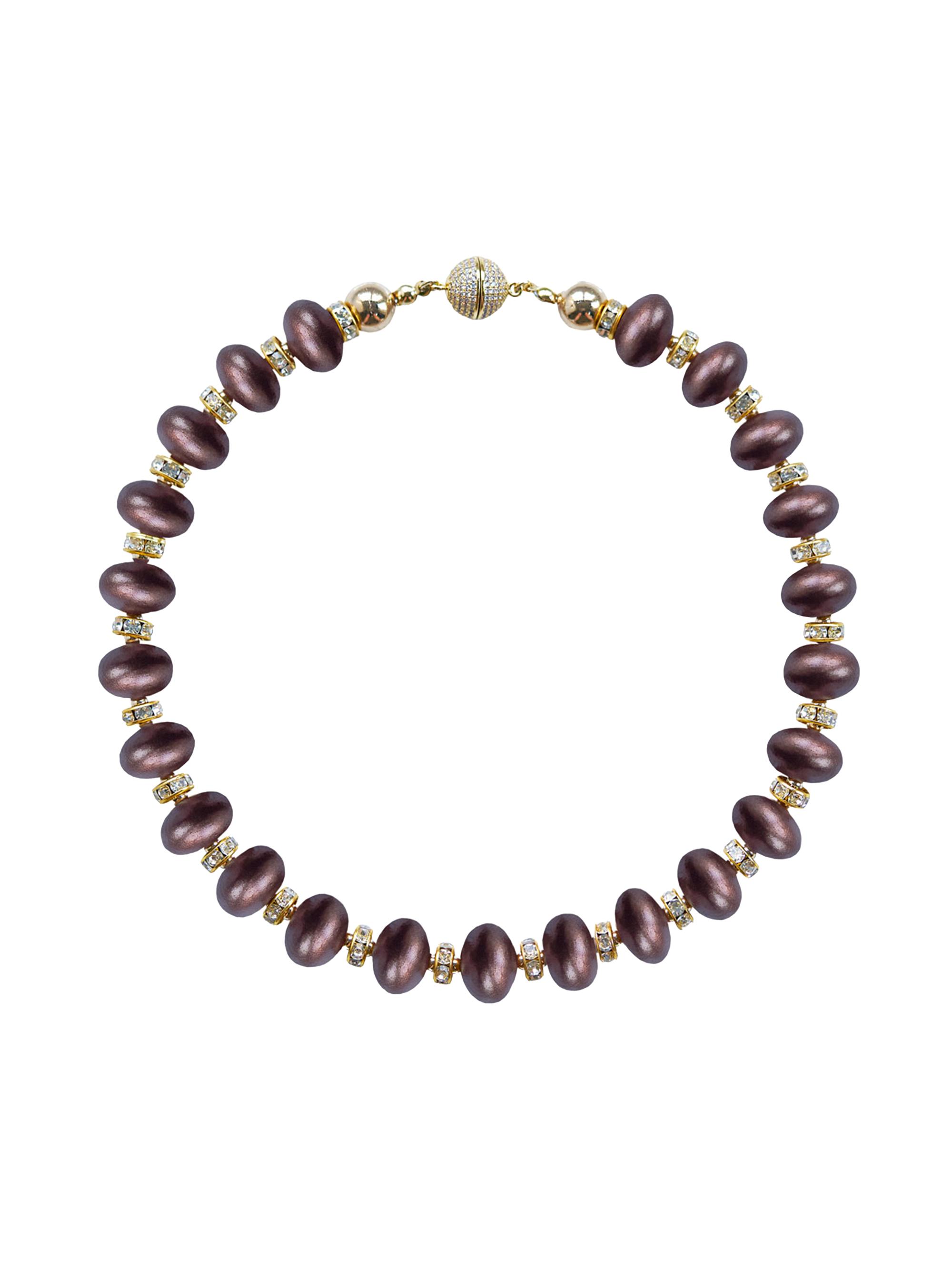 Saulé Women's La Dolce Vita Mika 18K-Gold-Plated, Crystal, Silver Hematite & Wood Necklace - Chocolate Cherry