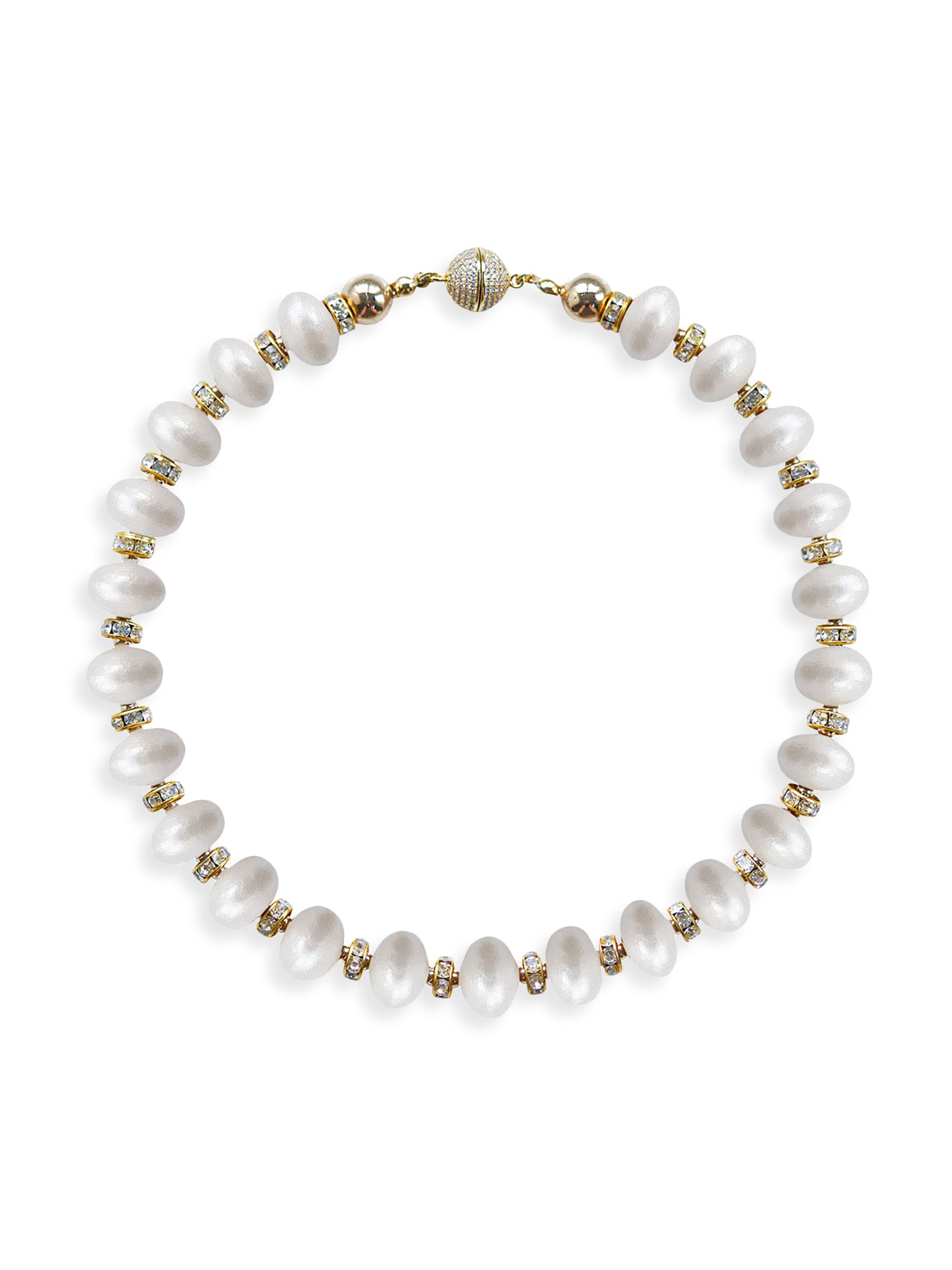 Saulé Women's La Dolce Vita Mika 18K-Gold-Plated, Crystal, Silver Hematite & Wood Necklace - White Heron