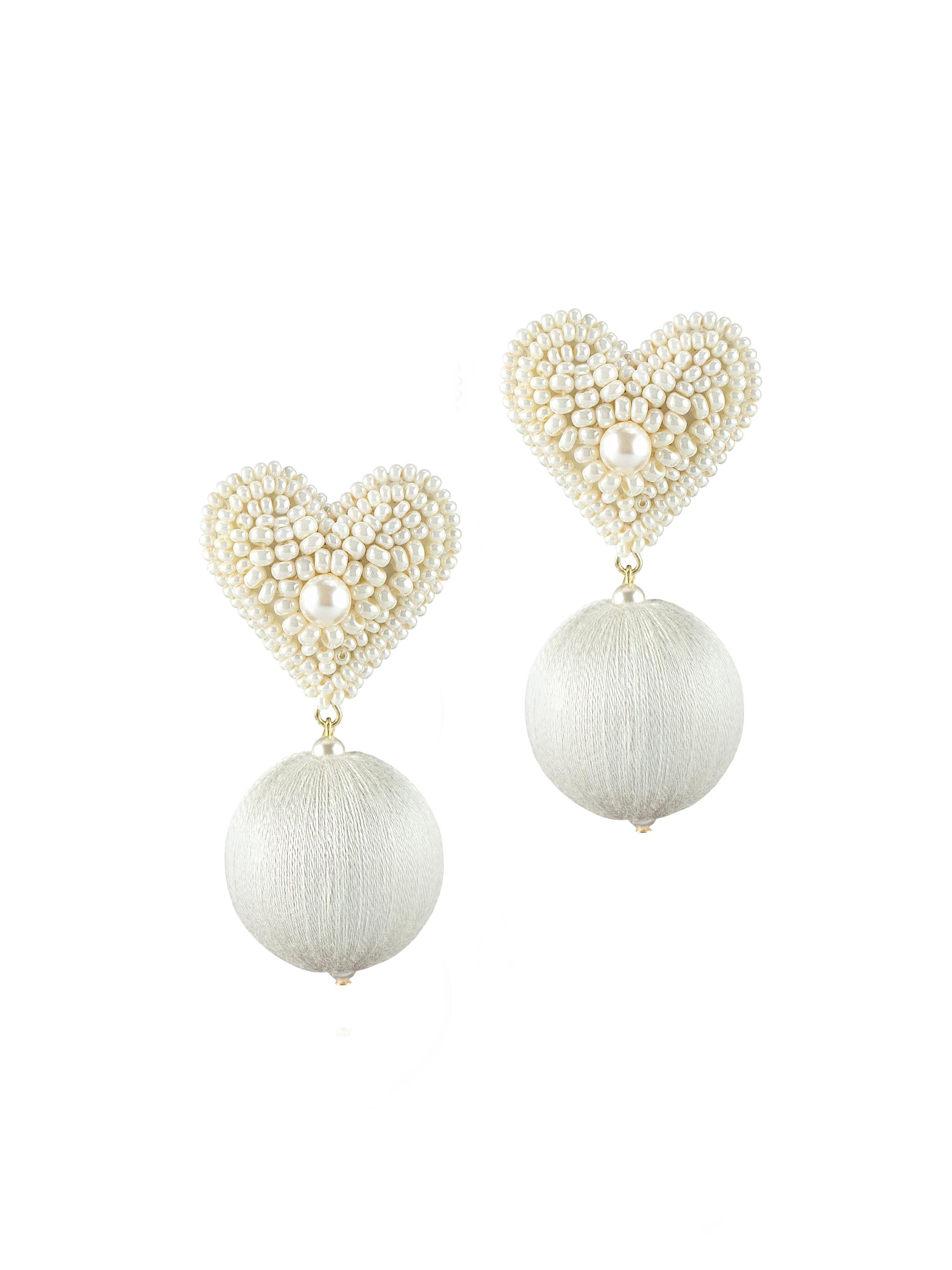 Saulé Women's Artisan Heritage Luisa 18K-Gold-Plated & Cotton Thread Earrings - Oxford White