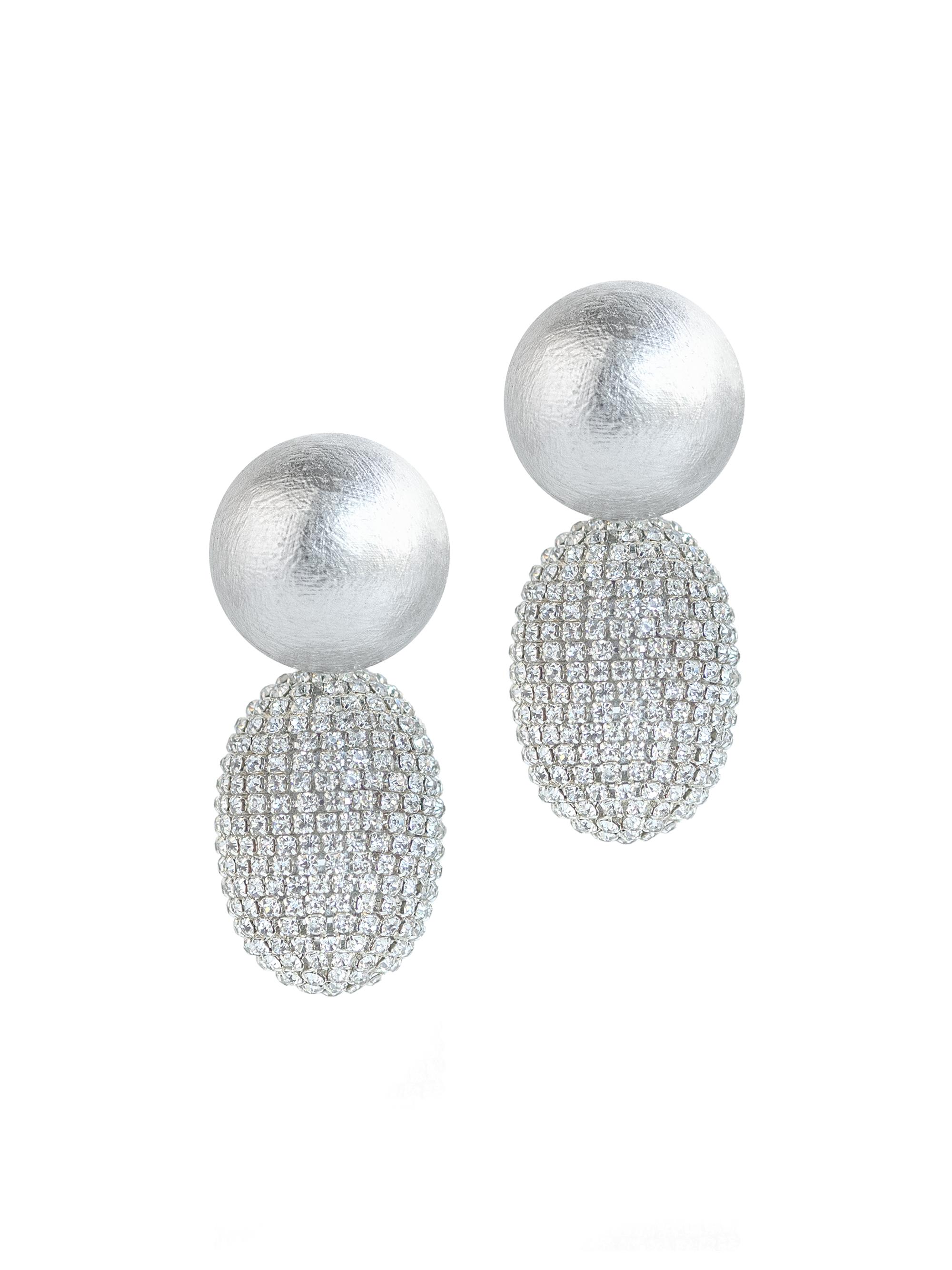 Saulé Women's La Dolce Vita Selena Wood & Rhinestone Clip-On Drop Earrings - Lunar Glow