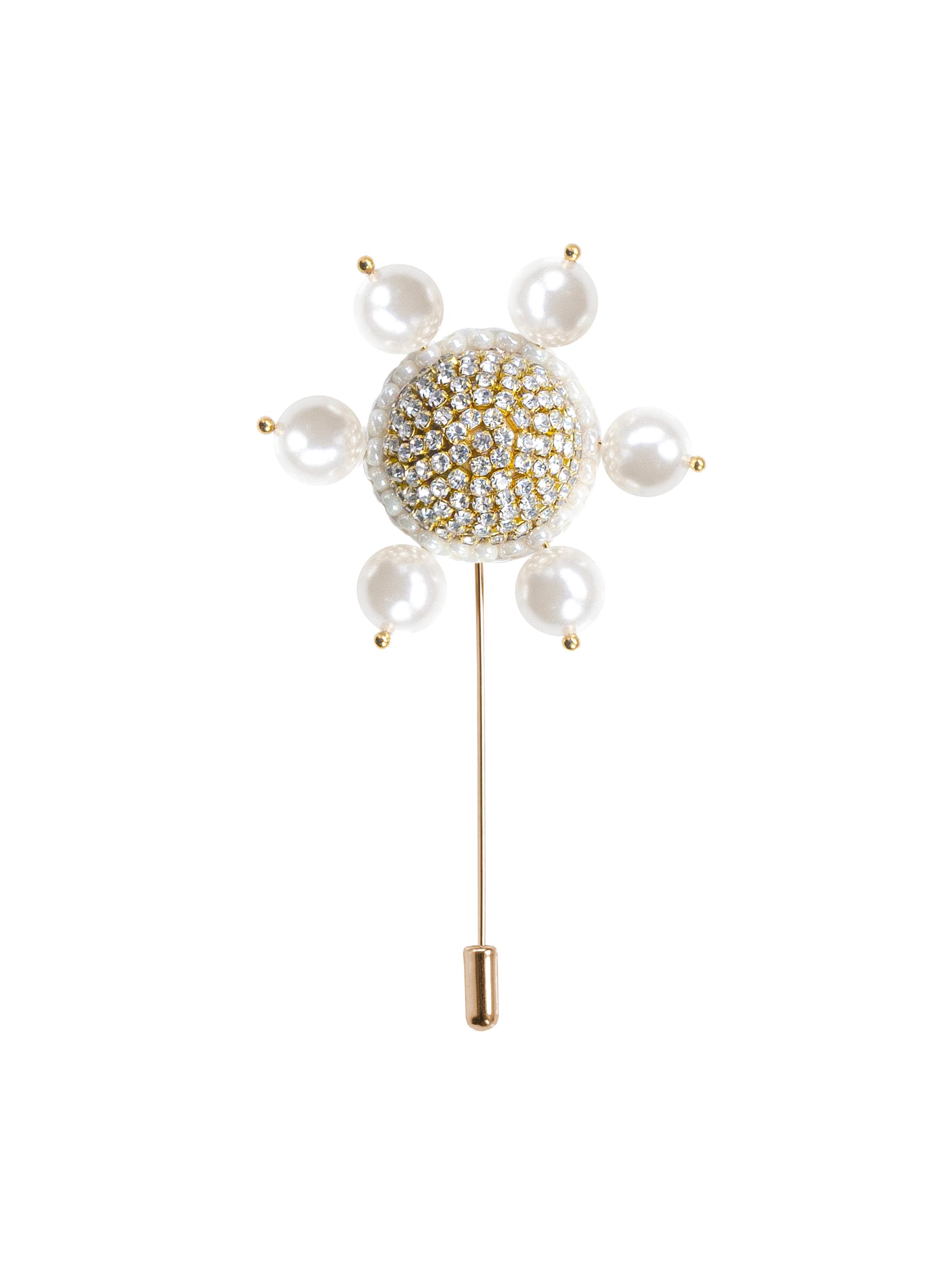 Saulé Women's Étoile Jolie 18K-Gold-Plated, Rhinestone & Imitation Pearl Lapel Pin - White Pearl