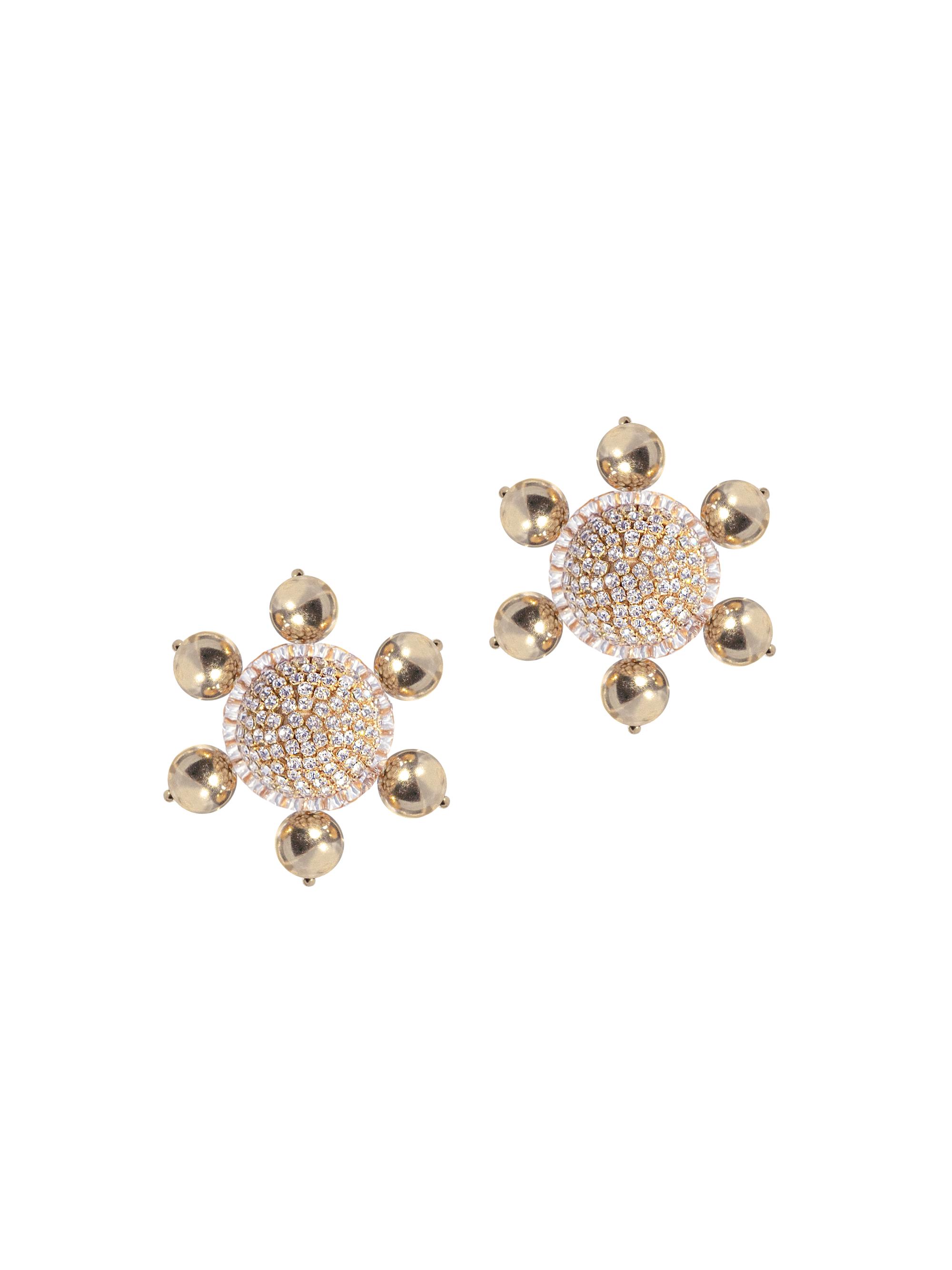 Saulé Women's Étoile Jolie Silvertone Or Goldtone & Rhinestone Clip-On Earrings - Glam Gold