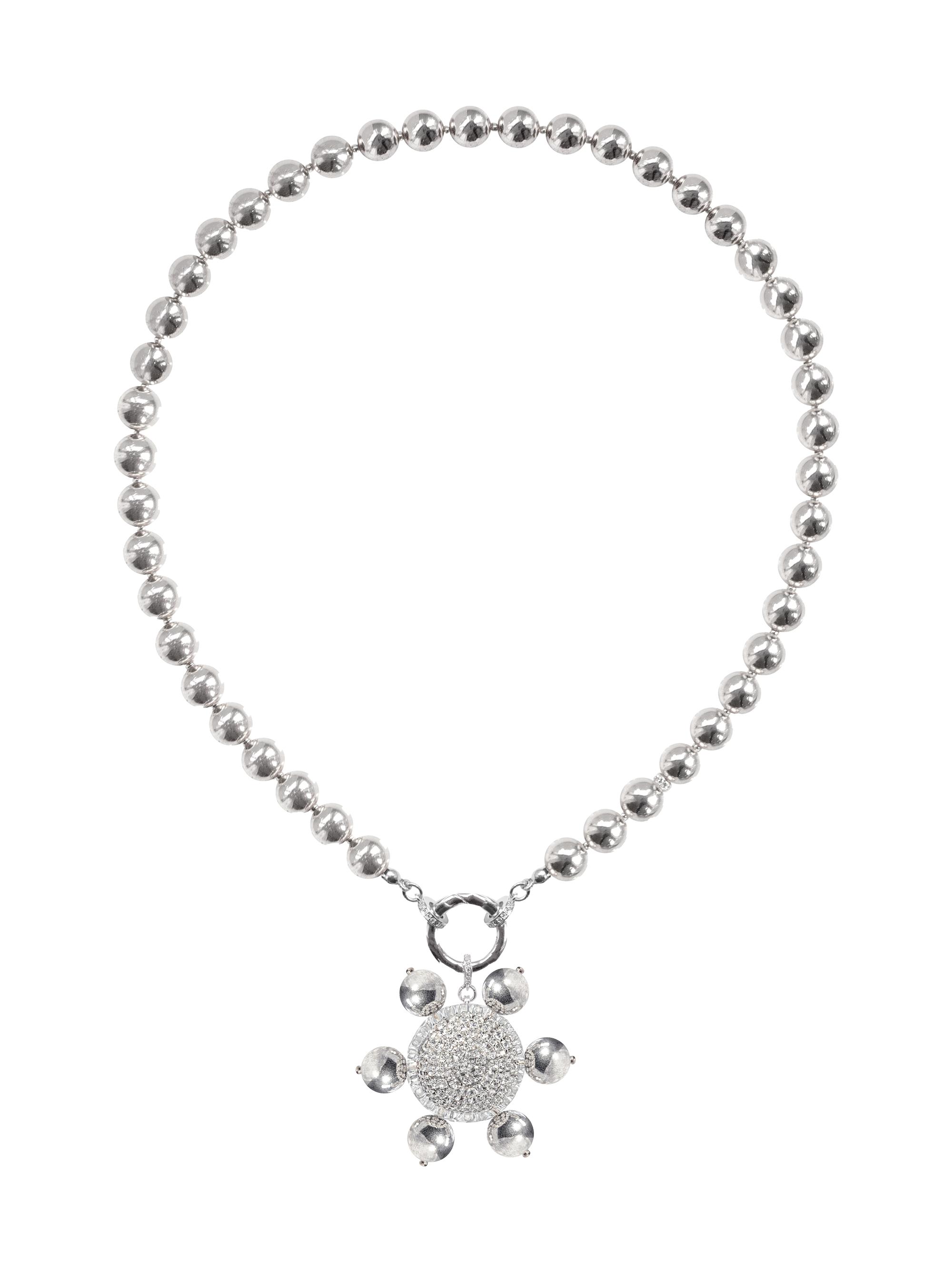 Saulé Women's Étoile Jolie Mixed-Media Starburst Pendant Necklace - Silver Gloss