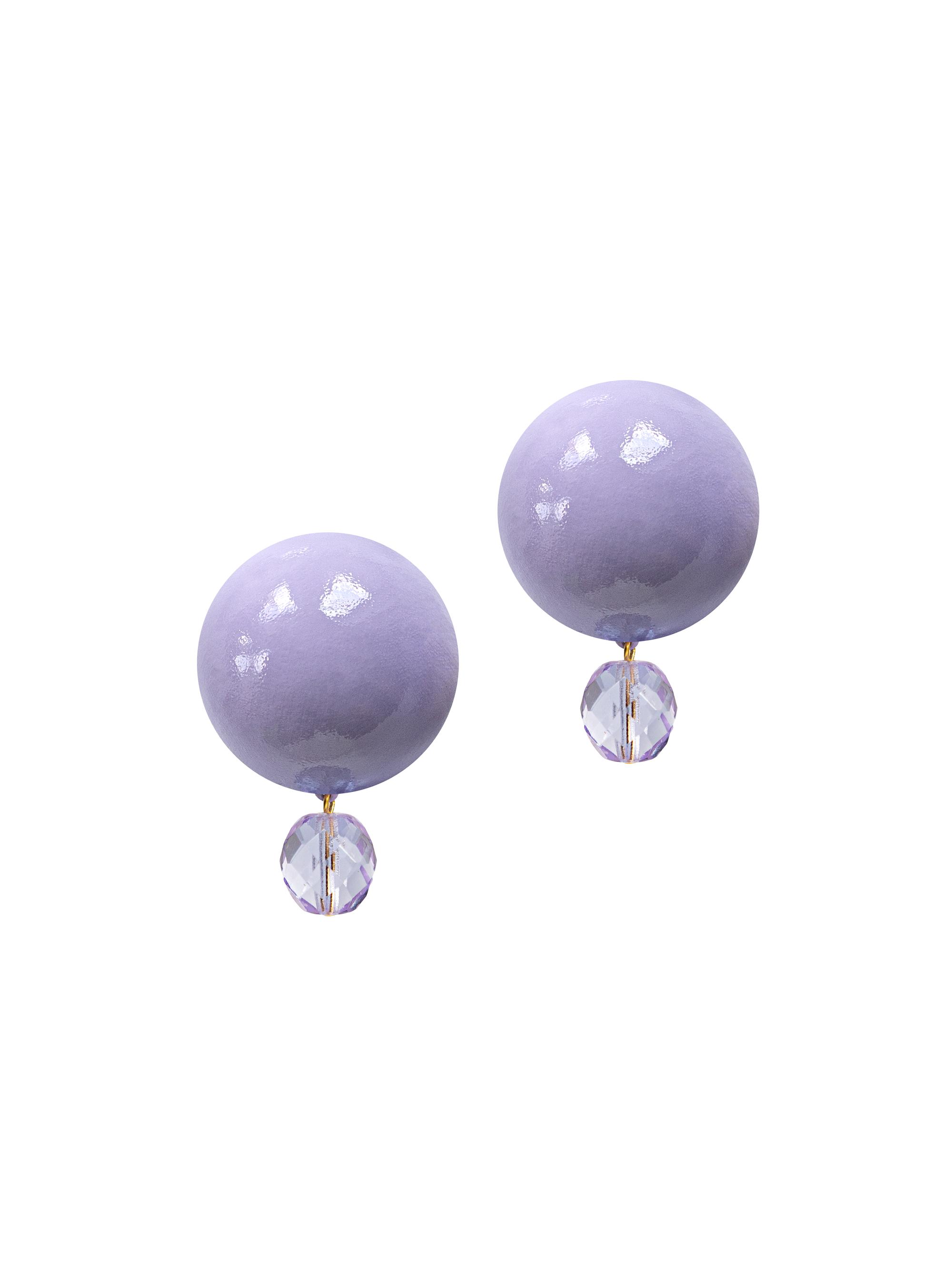 Saulé Women's Everbloom Petite Luna 18K-Gold-Plated Wood & Glass Bead Earrings - Pale Periwinkle