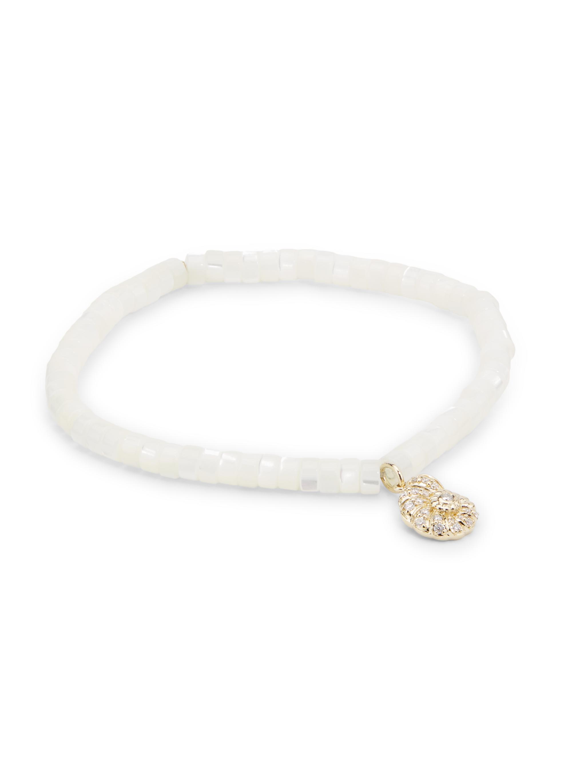 Sydney Evan Women's 14K Yellow Gold, Mother-Of-Pearl & 0.14 TCW Diamond Nautilus Shell Stretch Bracelet - Mother Of Pearl