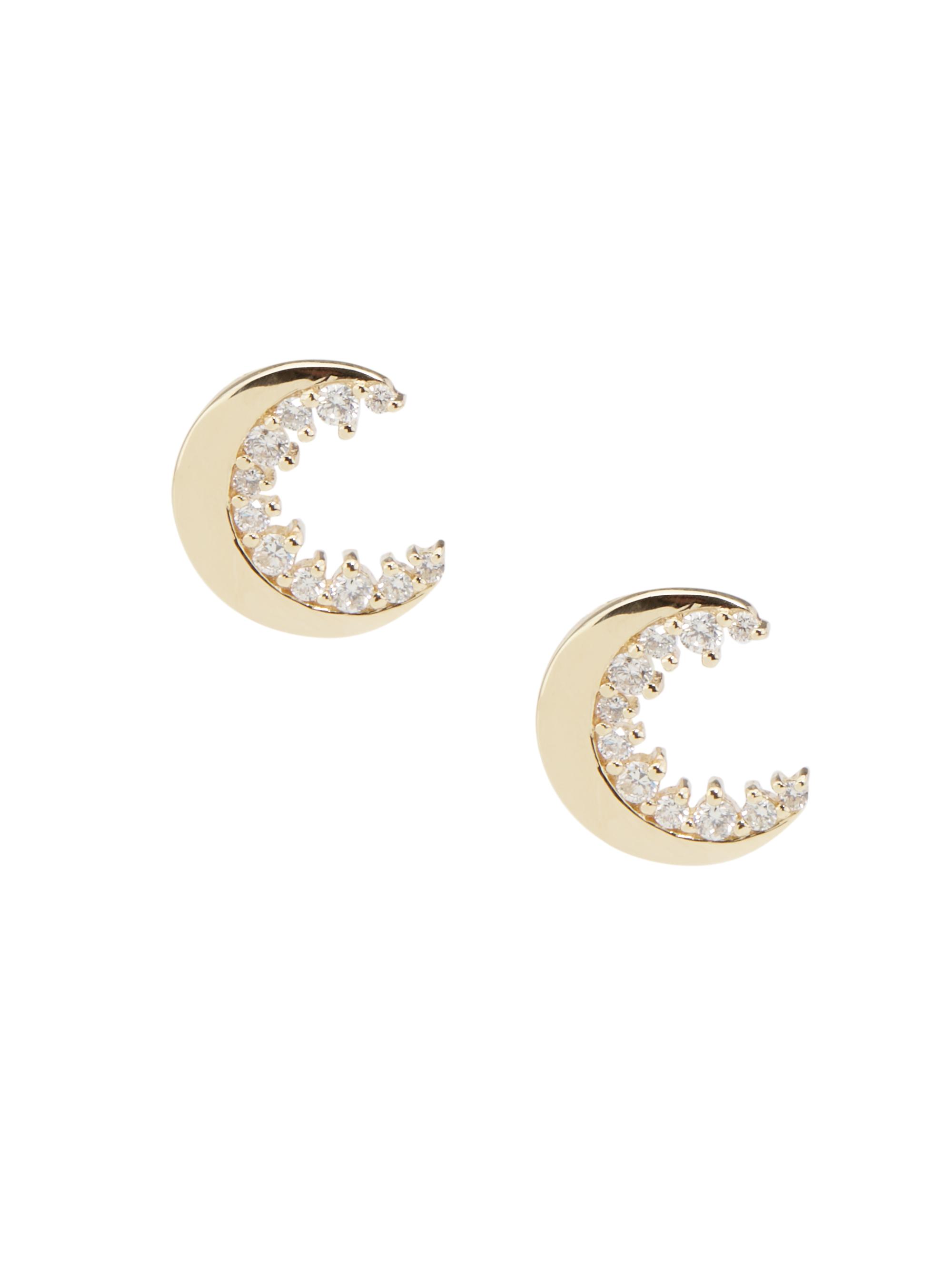 Sydney Evan Women's 14K Yellow Gold & 0.21 TCW Diamond Crescent Moon Stud Earrings - Yellow Gold