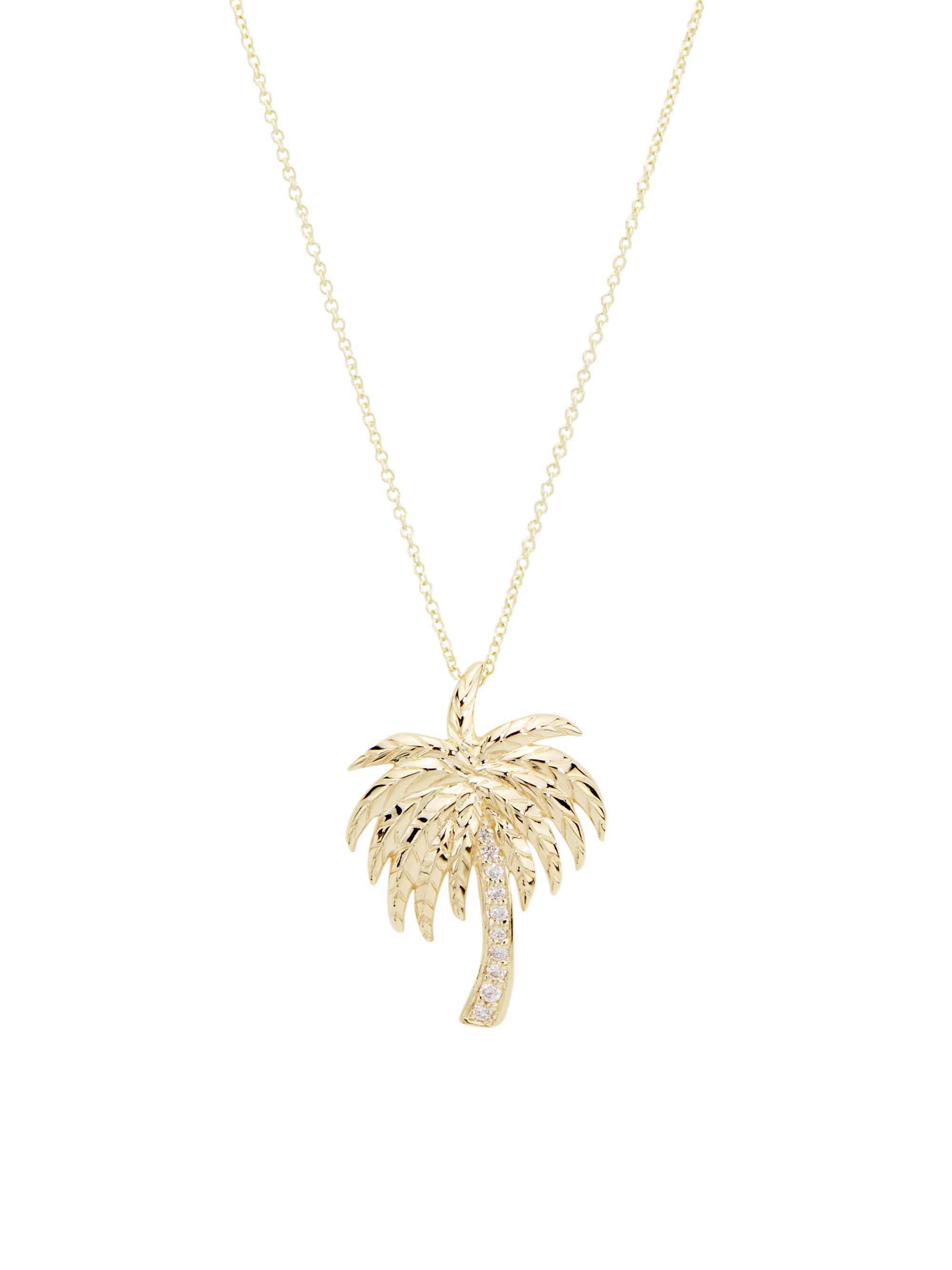 Sydney Evan Women's 14K Yellow Gold & 0.10 TCW Diamond Palm Tree Pendant Necklace - Yellow Gold