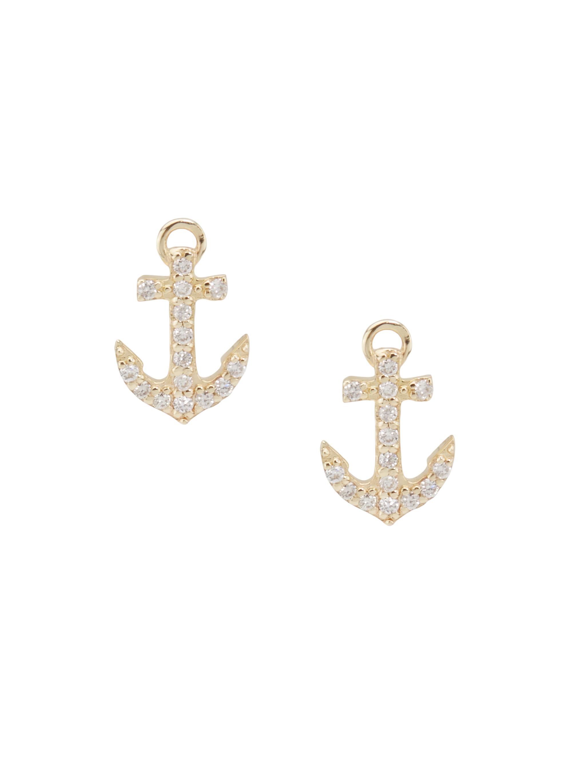 Sydney Evan Women's 14K Yellow Gold & 0.09 TCW Diamond Mini Anchor Stud Earrings - Yellow Gold