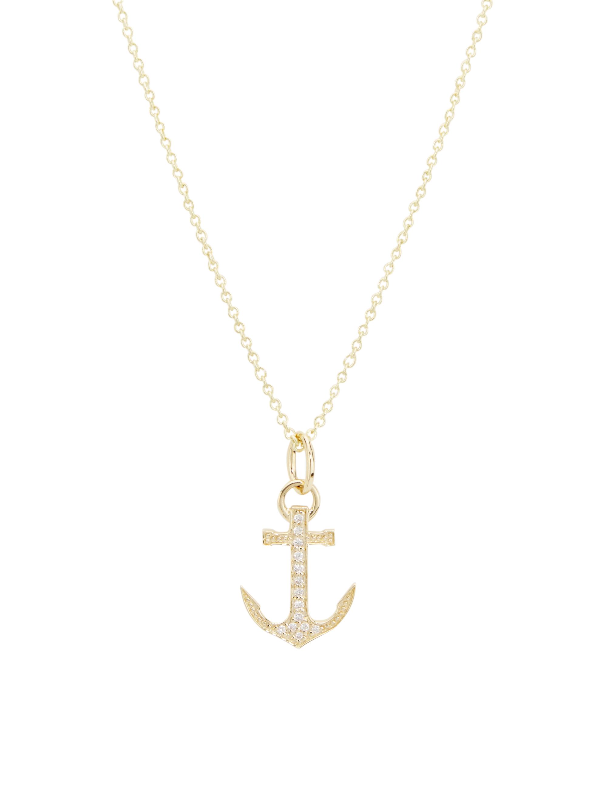 Sydney Evan Women's 14K Yellow Gold & 0.06 TCW Diamond Anchor Pendant Necklace - Yellow Gold