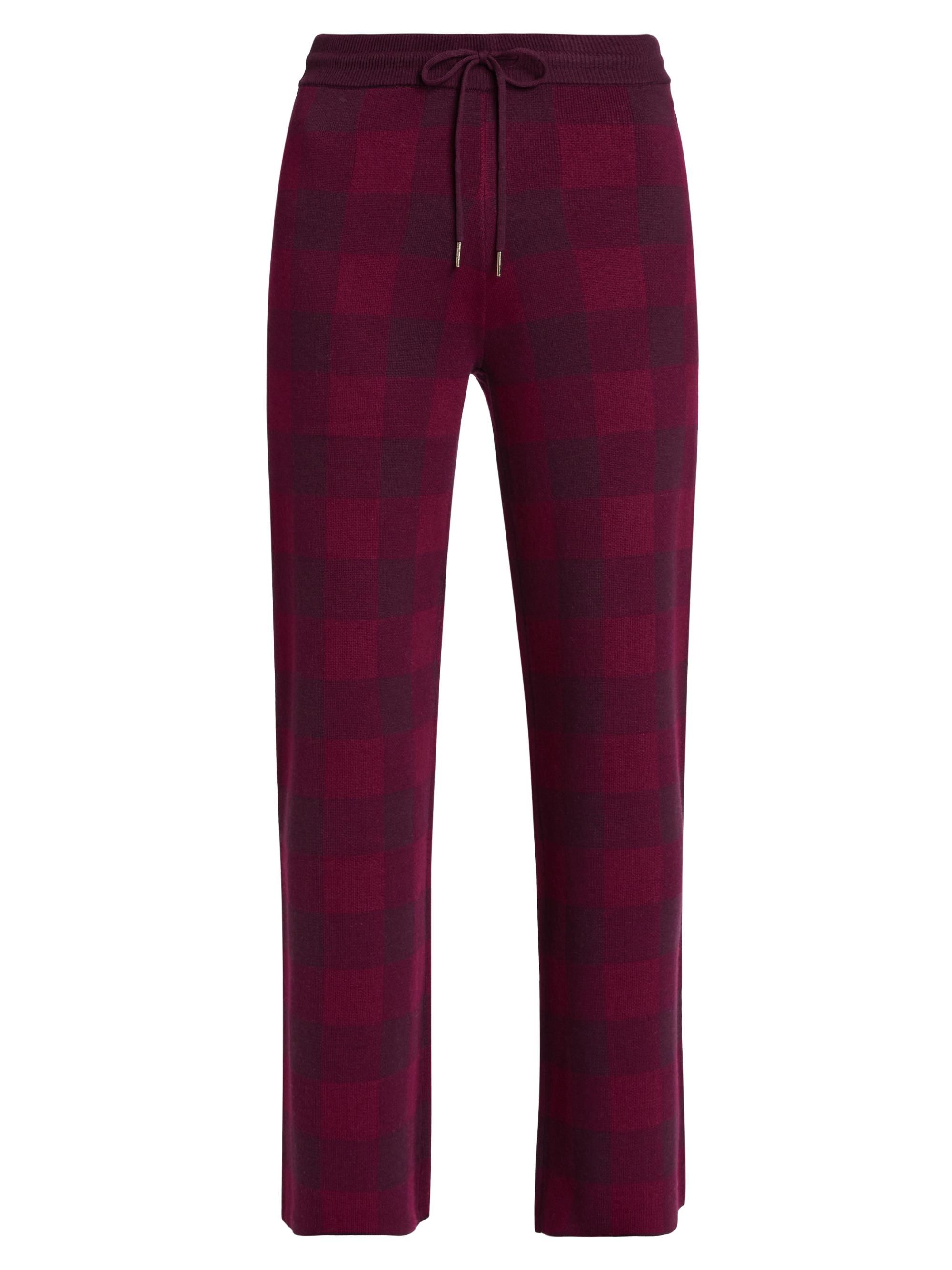Stellae Dux Women's Birdseye Plaid High-Rise Straight-Leg Pants - Raisin Buff Check