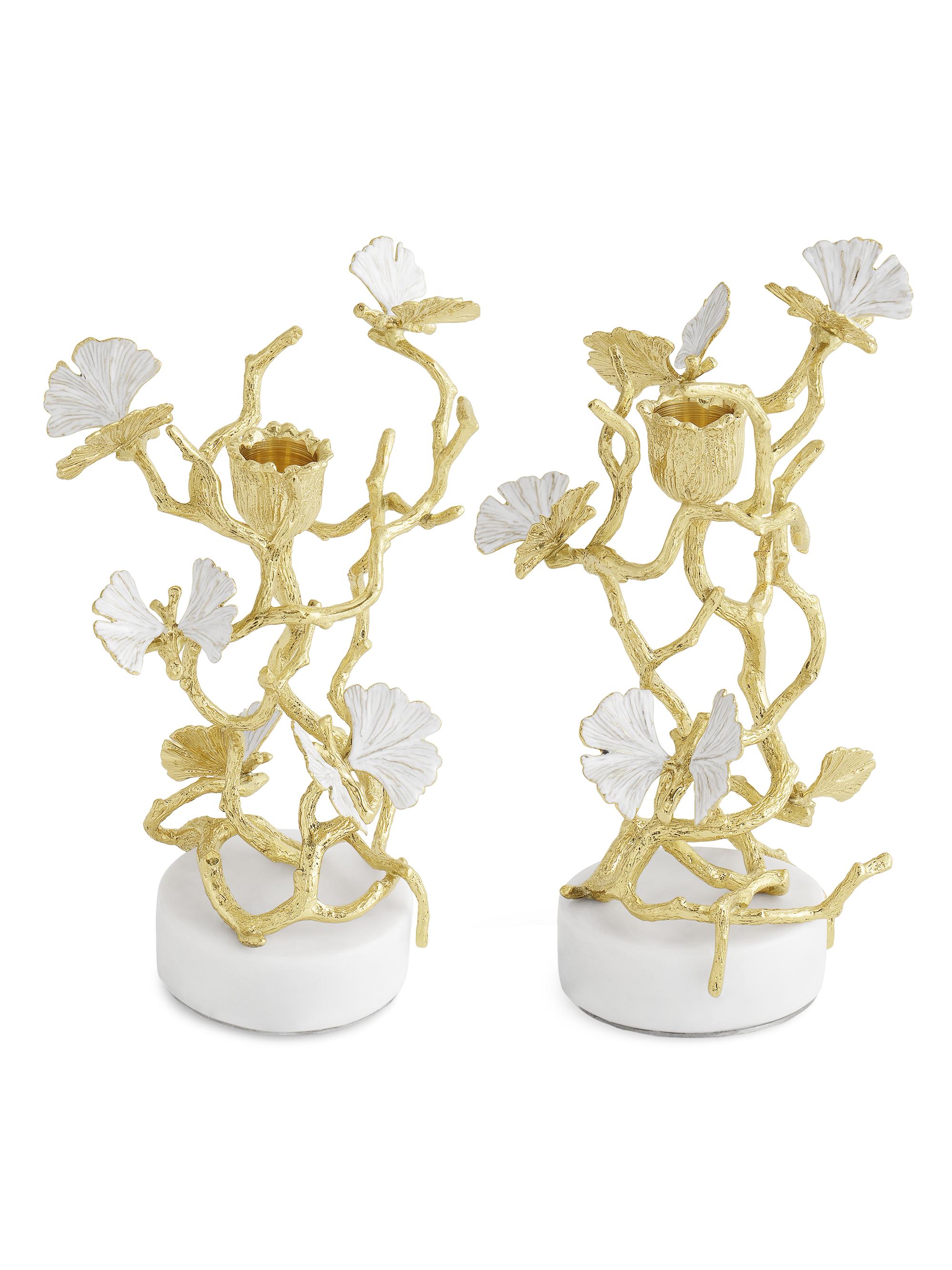Michael Aram Butterfly Gingko Gold 2-Piece Candelholder Set - Gold
