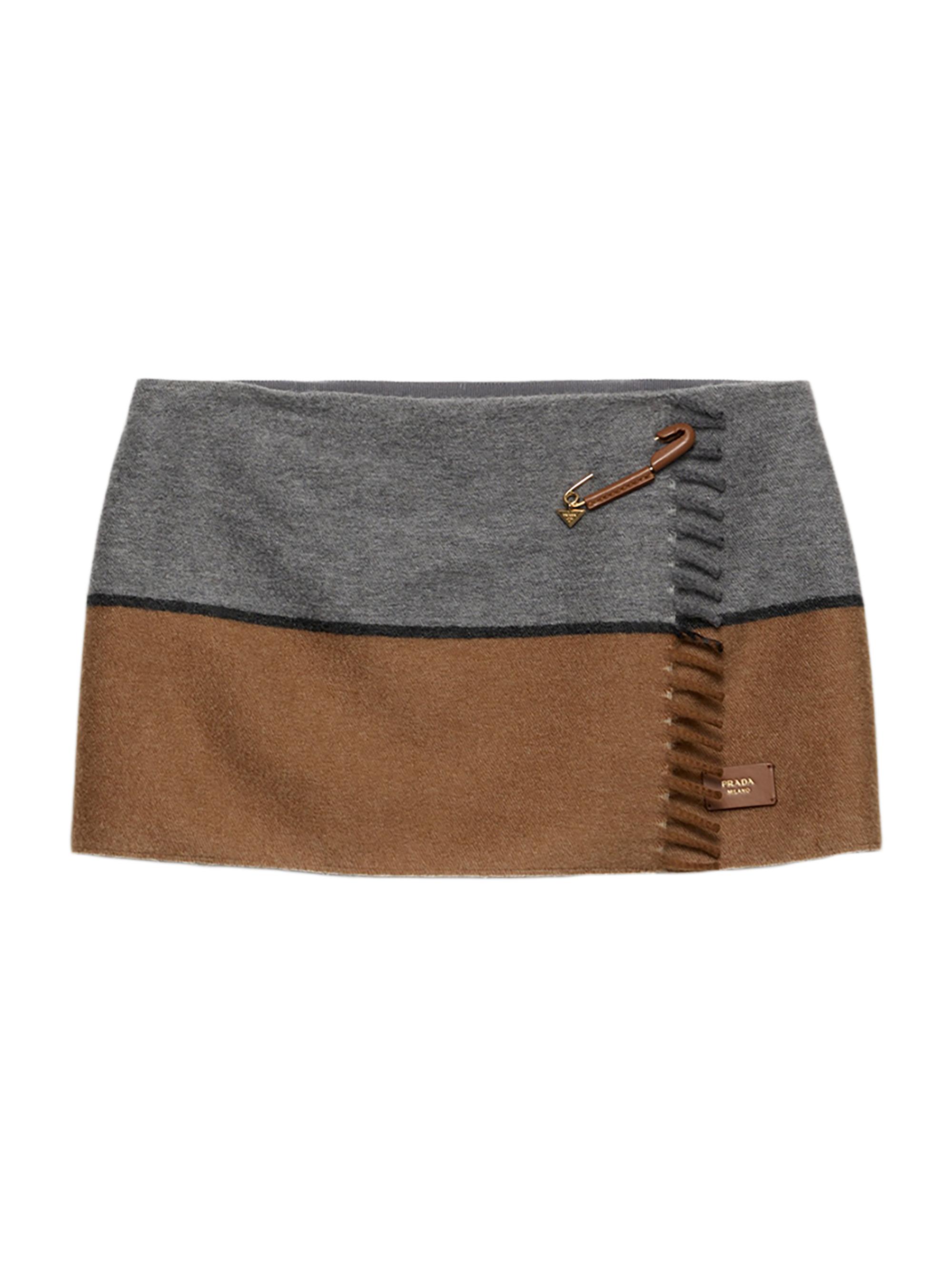 Prada Women's Cashmere Mini Skirt - Grey Multi