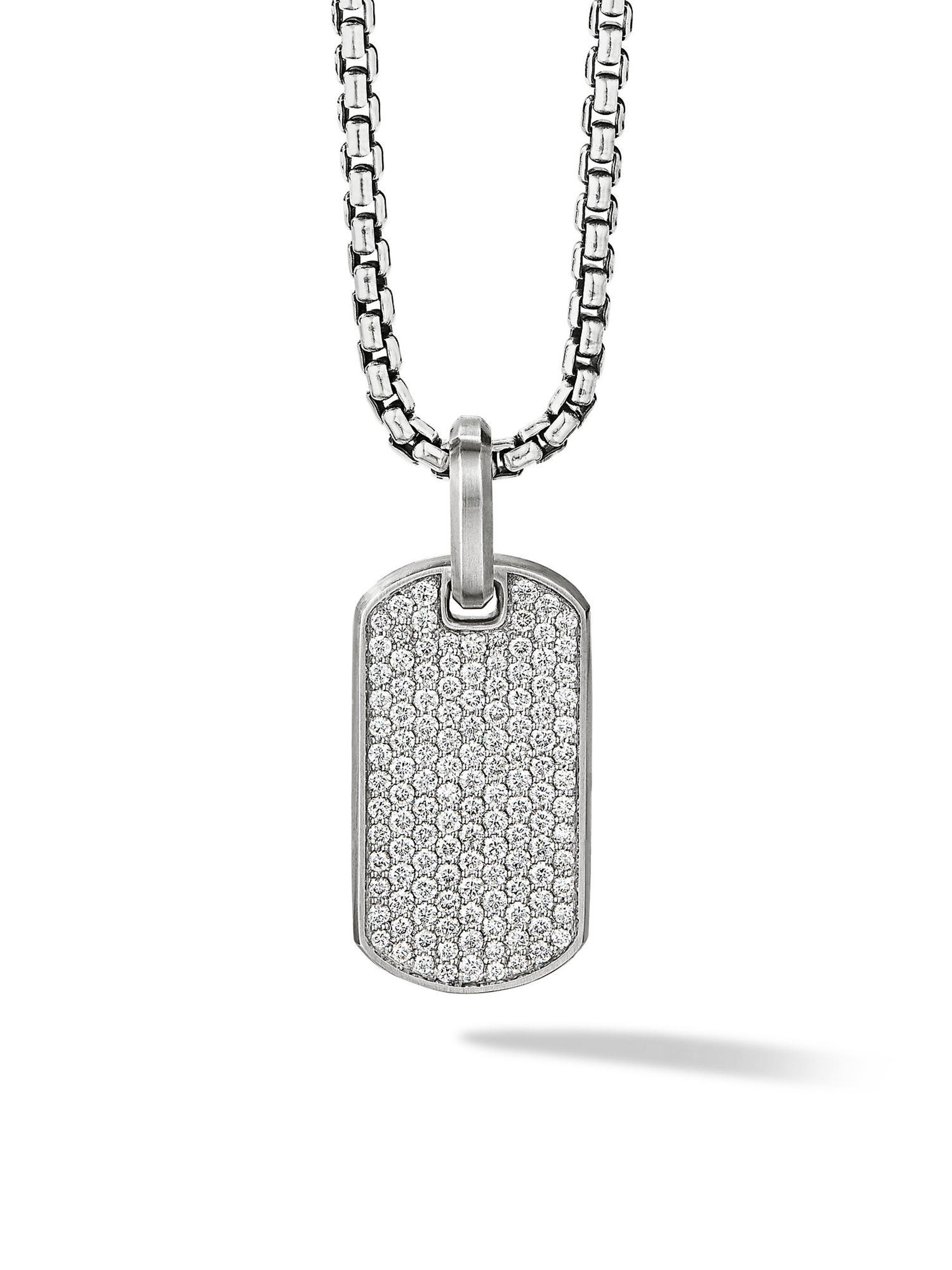 David Yurman Men's Chevron Tag in Sterling Silver - Diamond