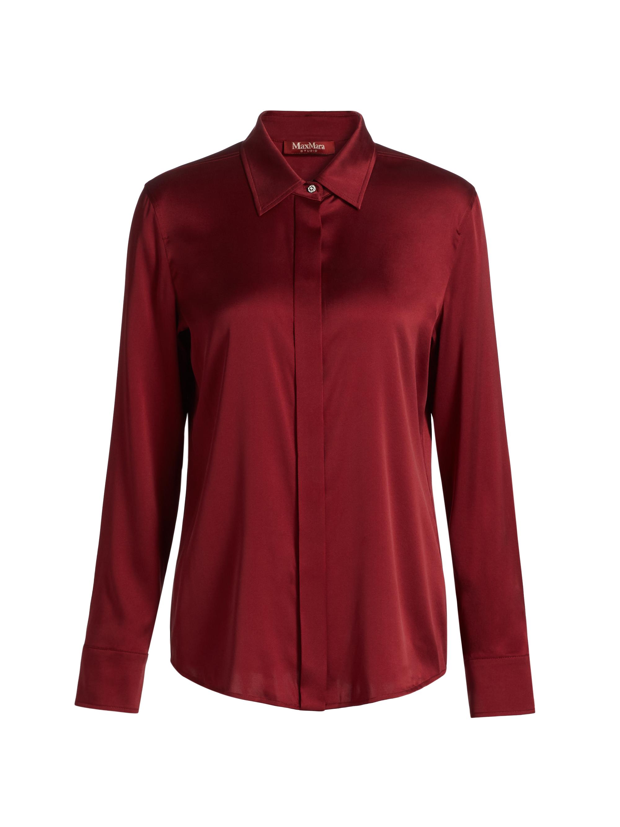 Max Mara Studio Women's Baden Stretch-Silk Long-Sleeve Shirt - Bordeaux