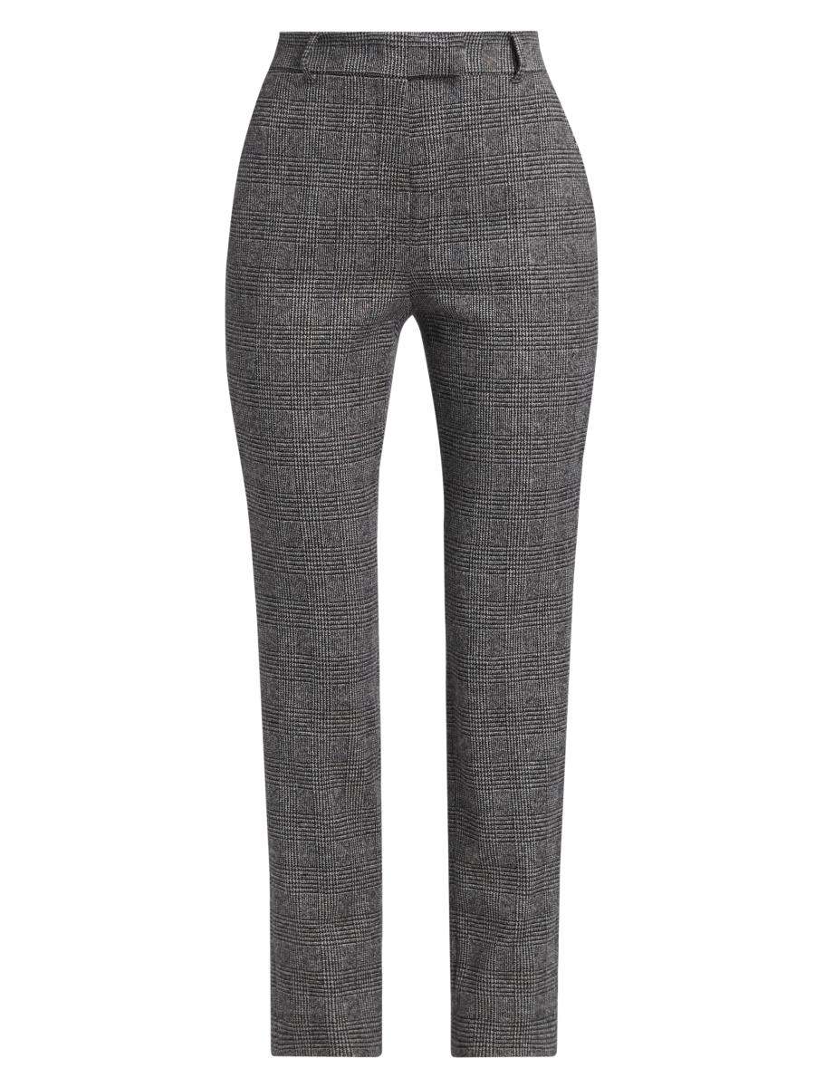パンツ MAX MARA Women Straight Pants 2511131153600 GREY Max Mara Studio Gerico Plaid High-Rise Straight-Leg Pants