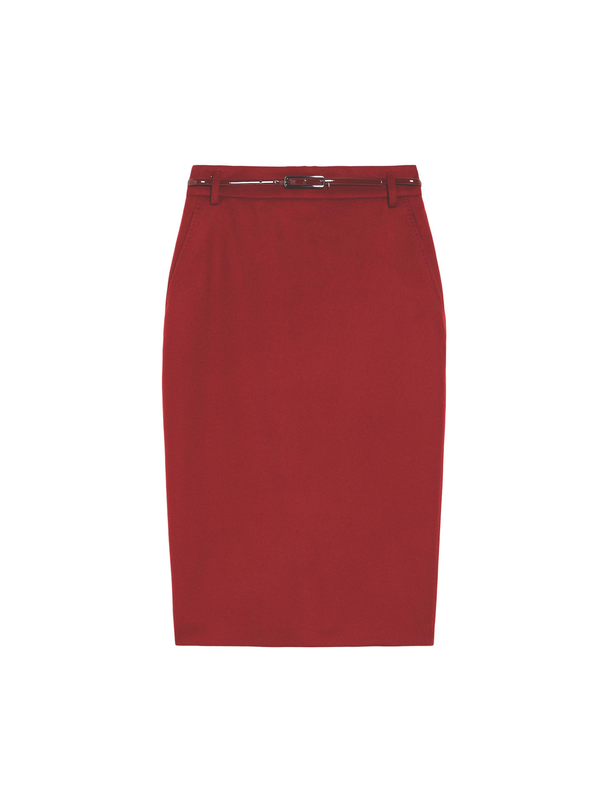 Max Mara Studio Women's Ginseng Belted Wool Midi-Skirt - Bordeaux
