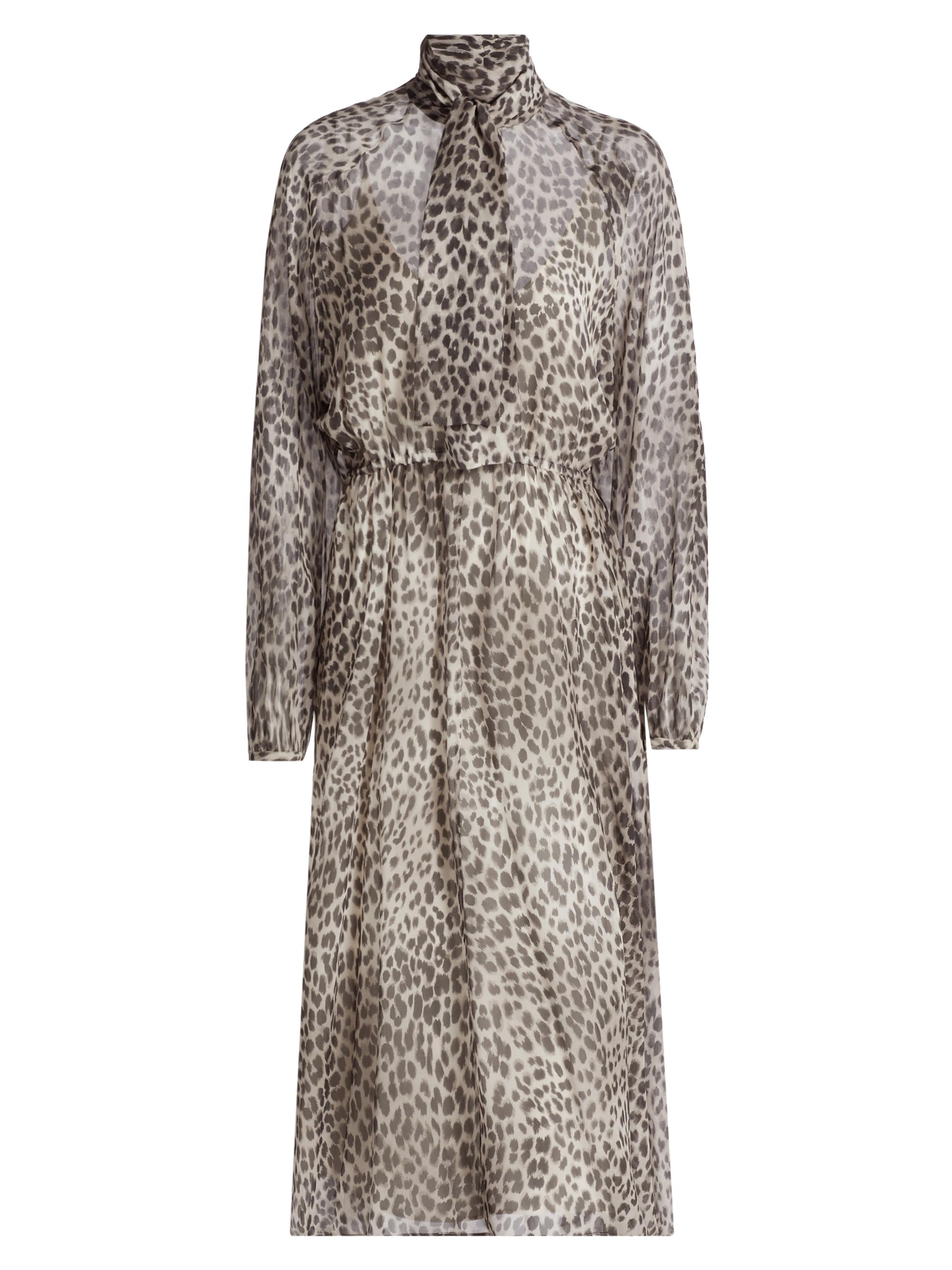 Max Mara Studio Women's Glizia Leopard Silk Tieneck Midi-Dress - Beige