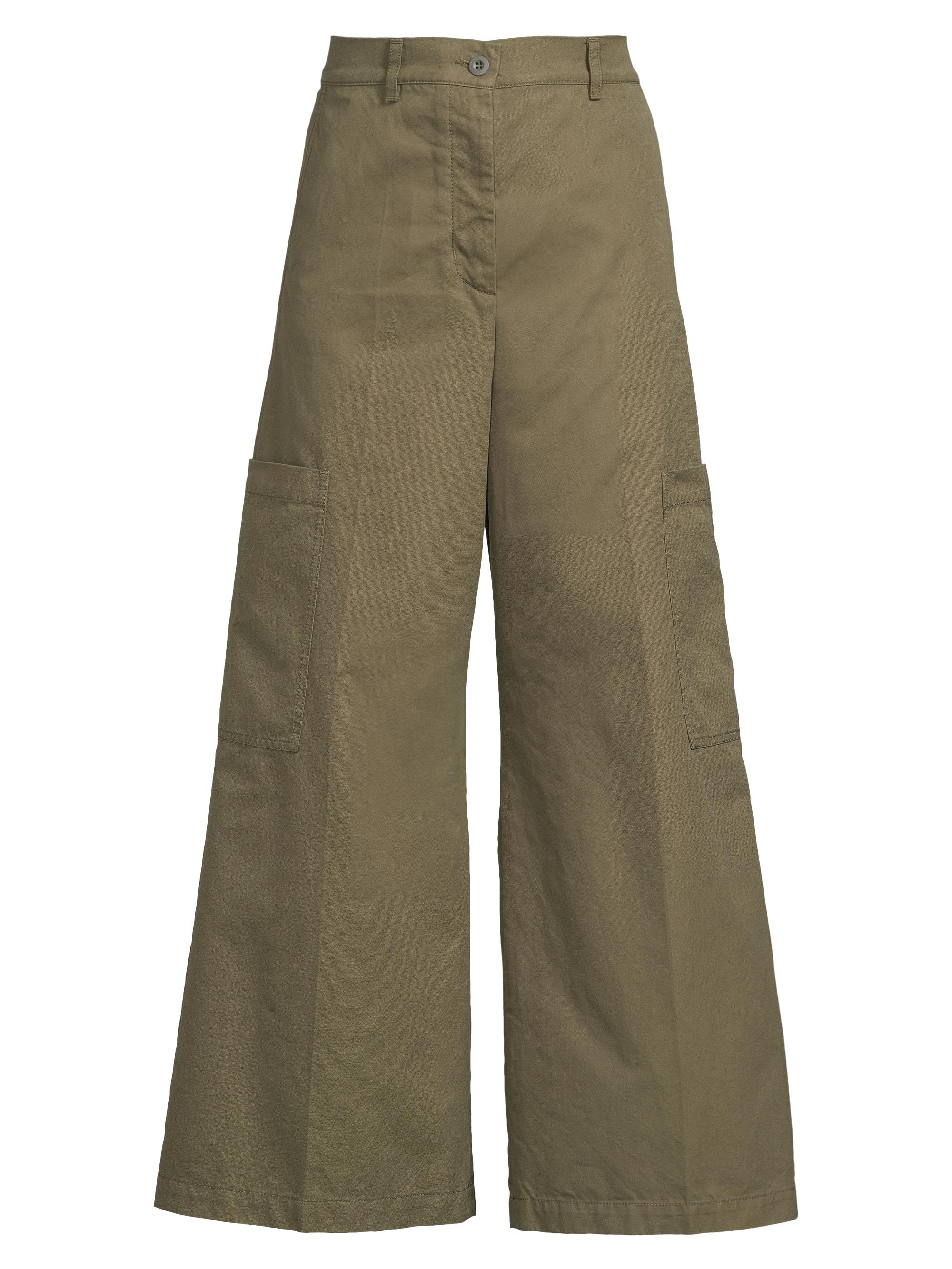 Weekend Max Mara Women's Quiz Cotton Wide-Leg Trousers - Kaki