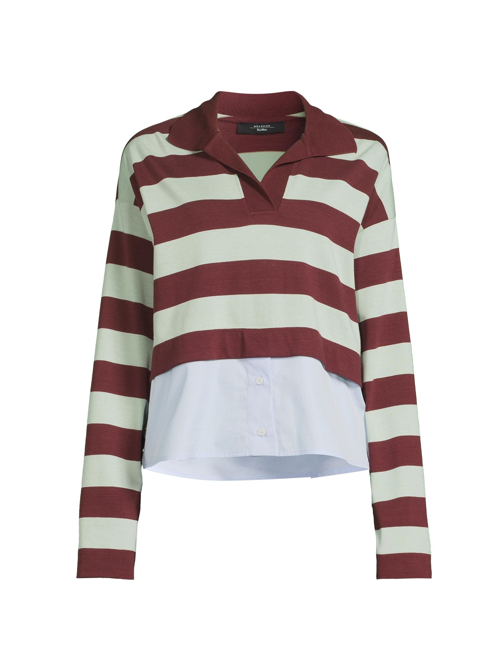 Weekend Max Mara Women's Halle Striped Cotton-Blend Polo Shirt - Sage Green