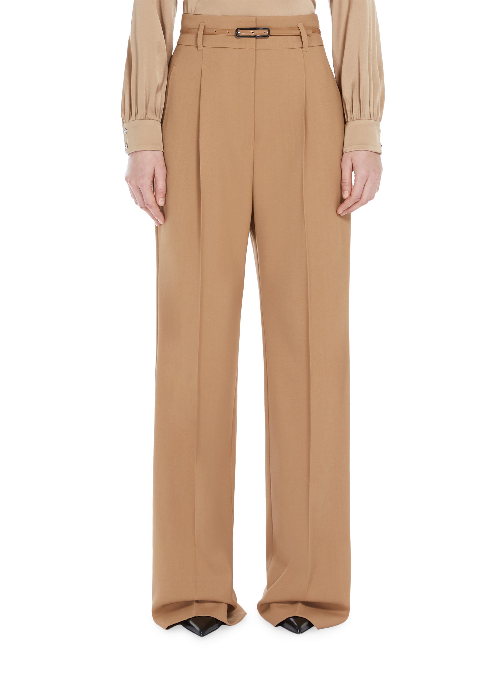 Max Mara Studio Marusca Belted Wool High-Rise Straight-Leg