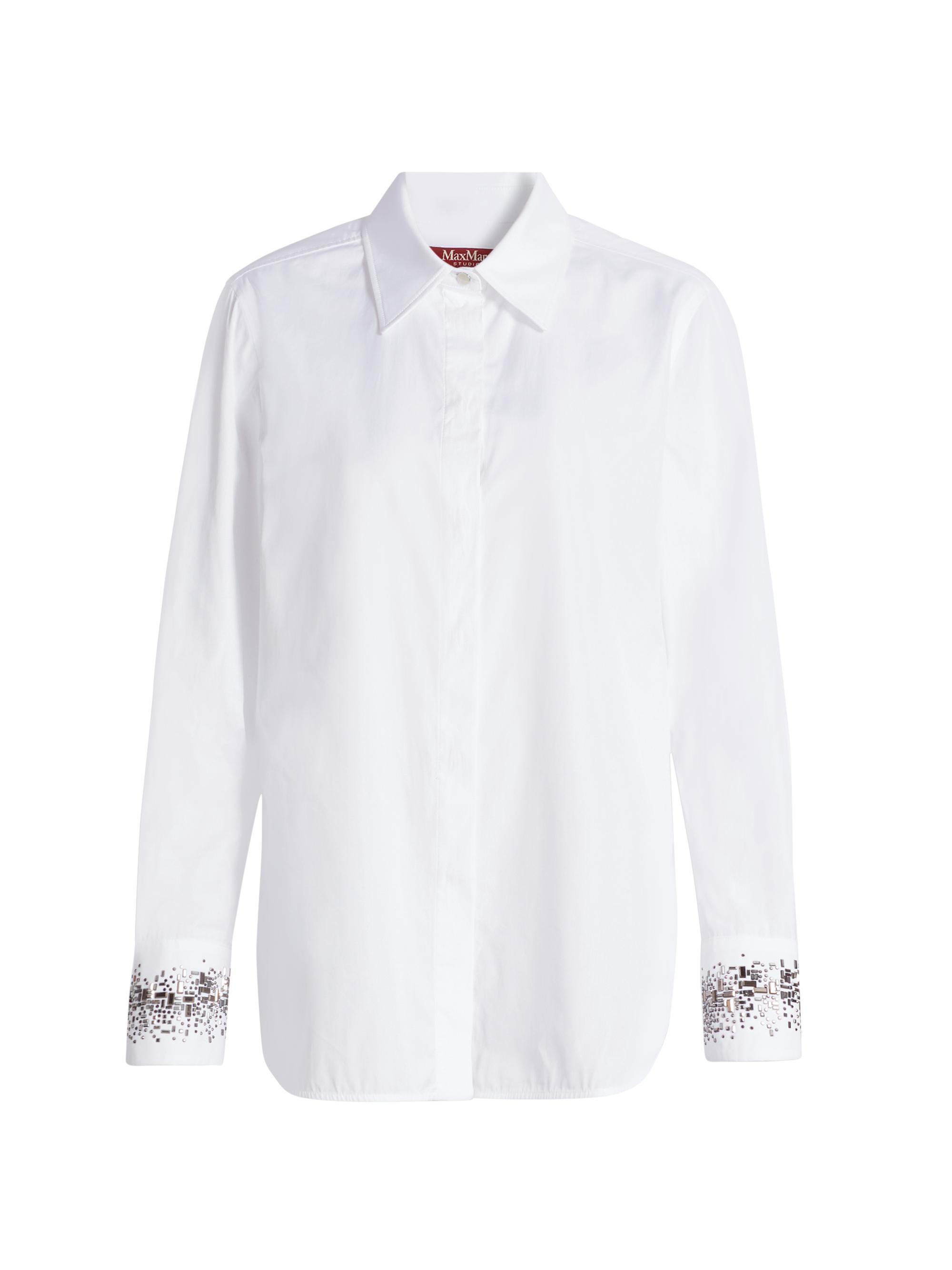 Max Mara Studio Women's Queva Embellished Cotton Long-Sleeve Shirt - Optical White