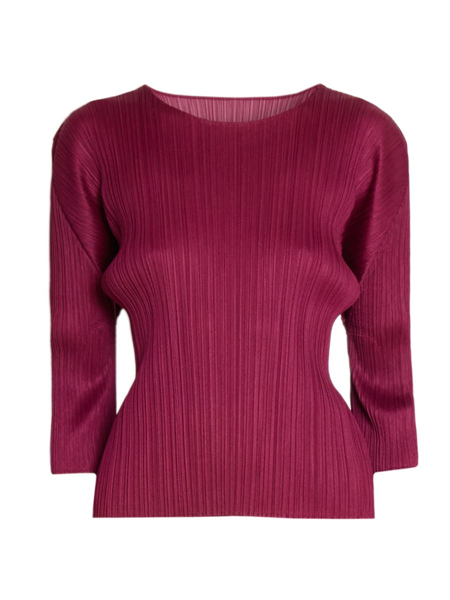 トップス PLEATS PLEASE ISSEY MIYAKE ISSEY MIYAKE Pleats Please Long Sleeve Top Fuchsia Pink Size