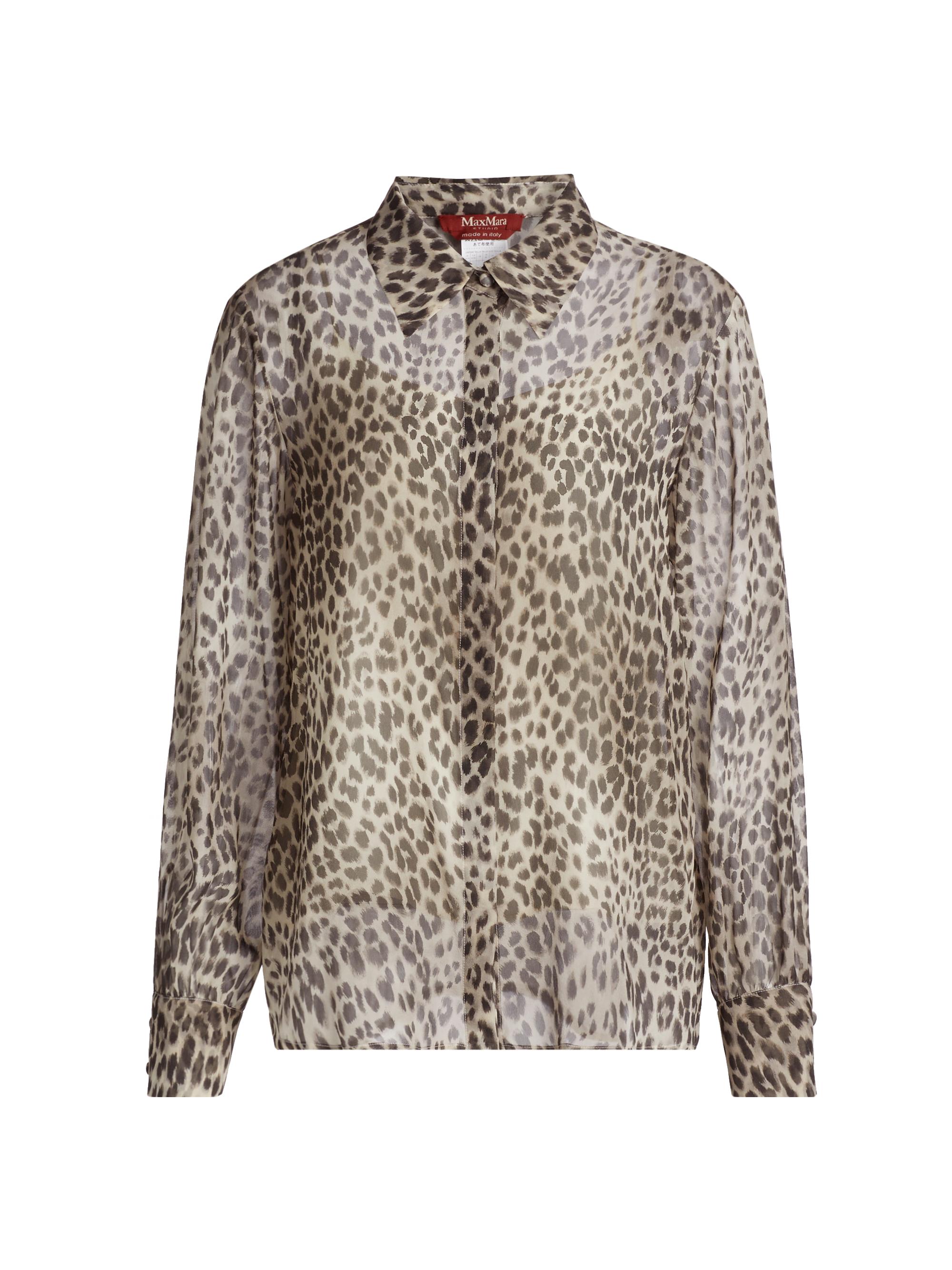 Max Mara Studio Women's Valzer Leopard Silk Long-Sleeve Shirt - Beige