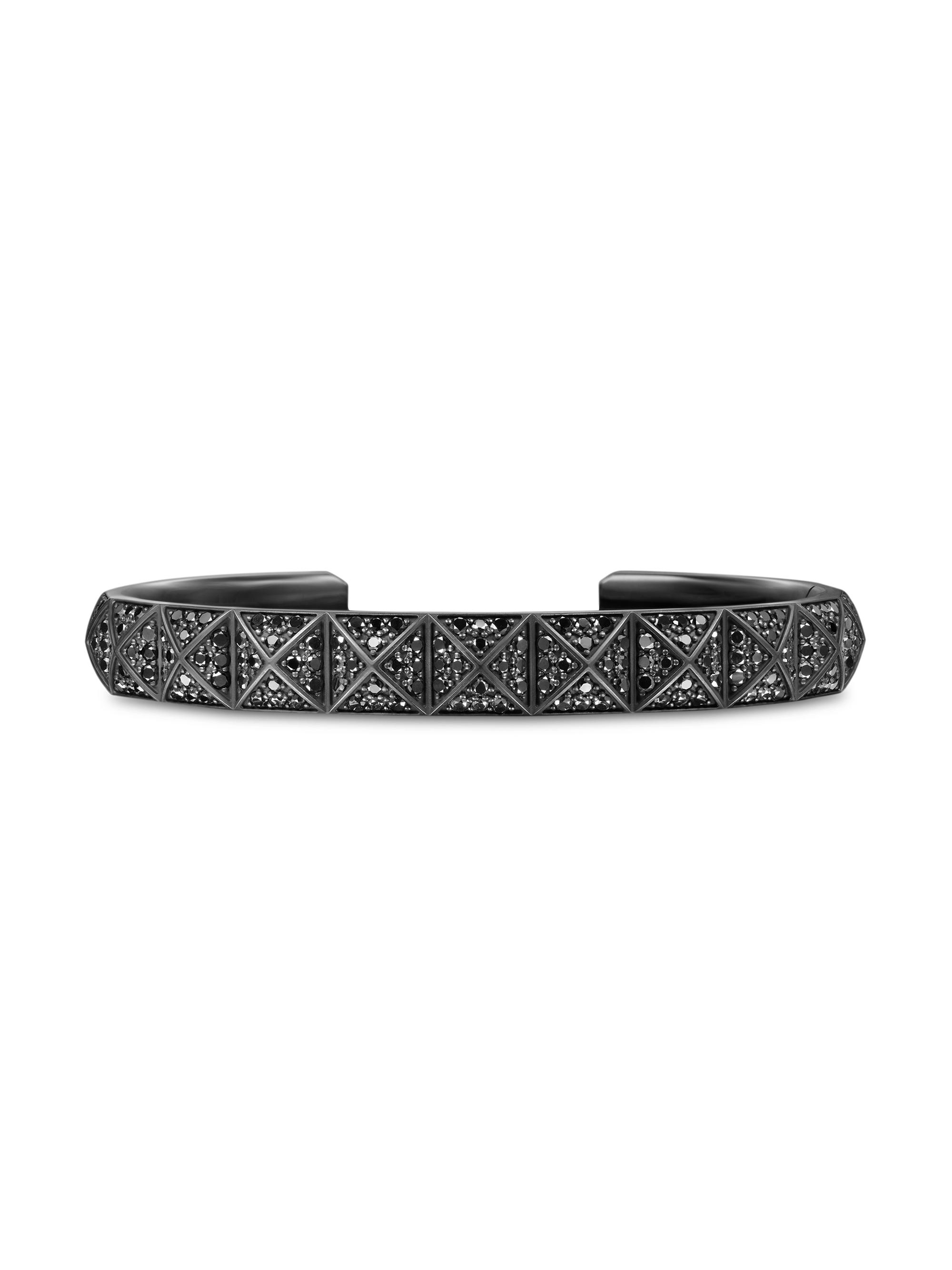 David Yurman Men's Pyramid Cuff Bracelet in Black Titanium - Black Diamond