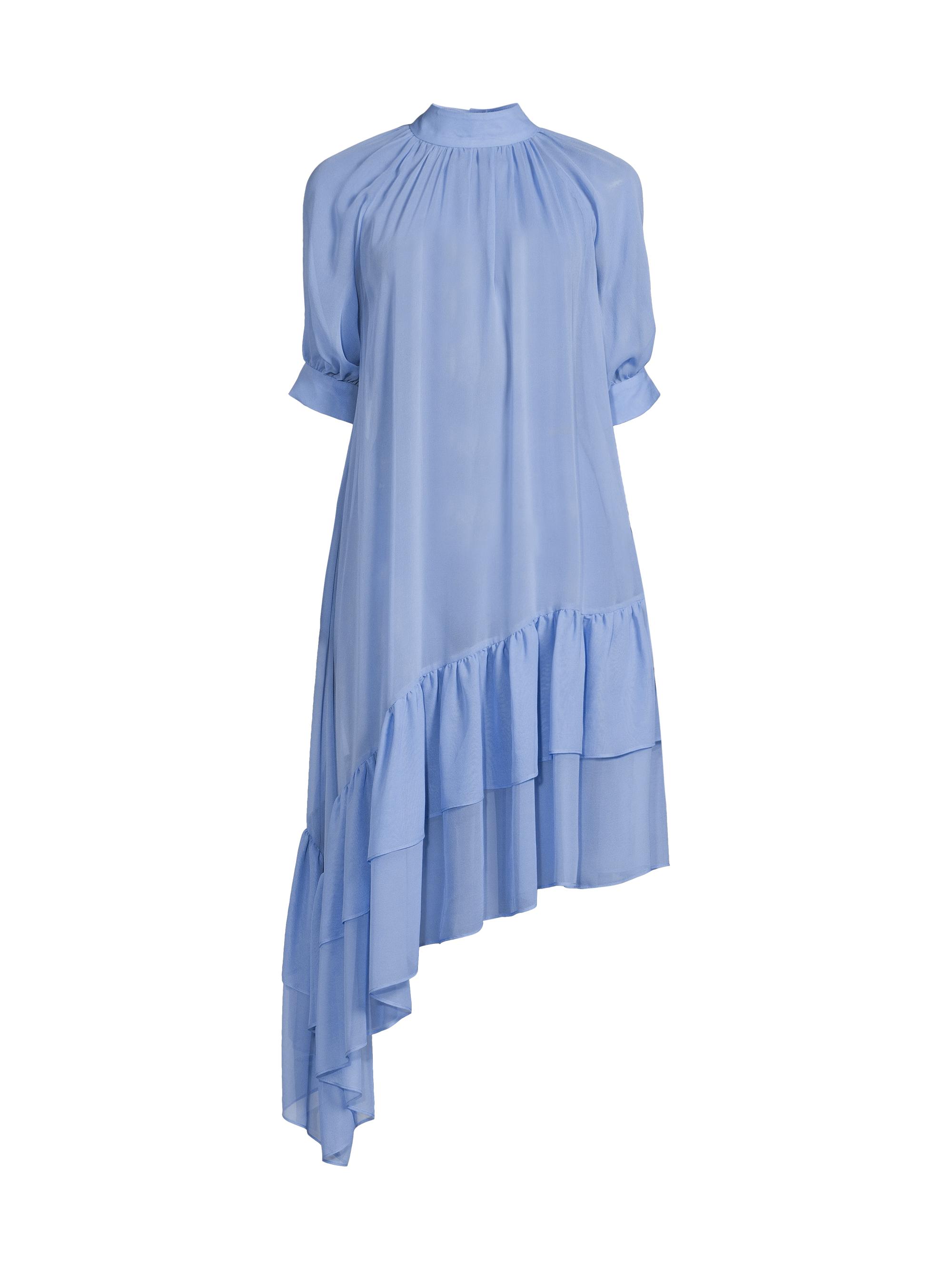 Undra Celeste Women's Karen Silk Asymmetric Midi-Dress - Huck Blue