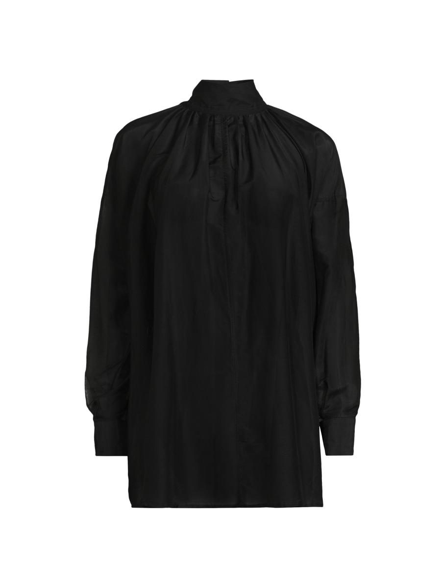 Undra Celeste Women's Poet Cotton-silk Mock-neck Blouse In Black