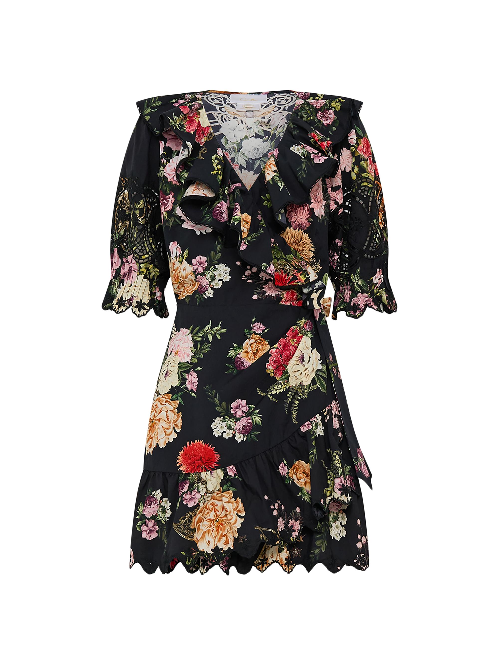 Camilla Women's Floral Ruffle Cotton Minidress - Adorned In Alexandria - Size Large
