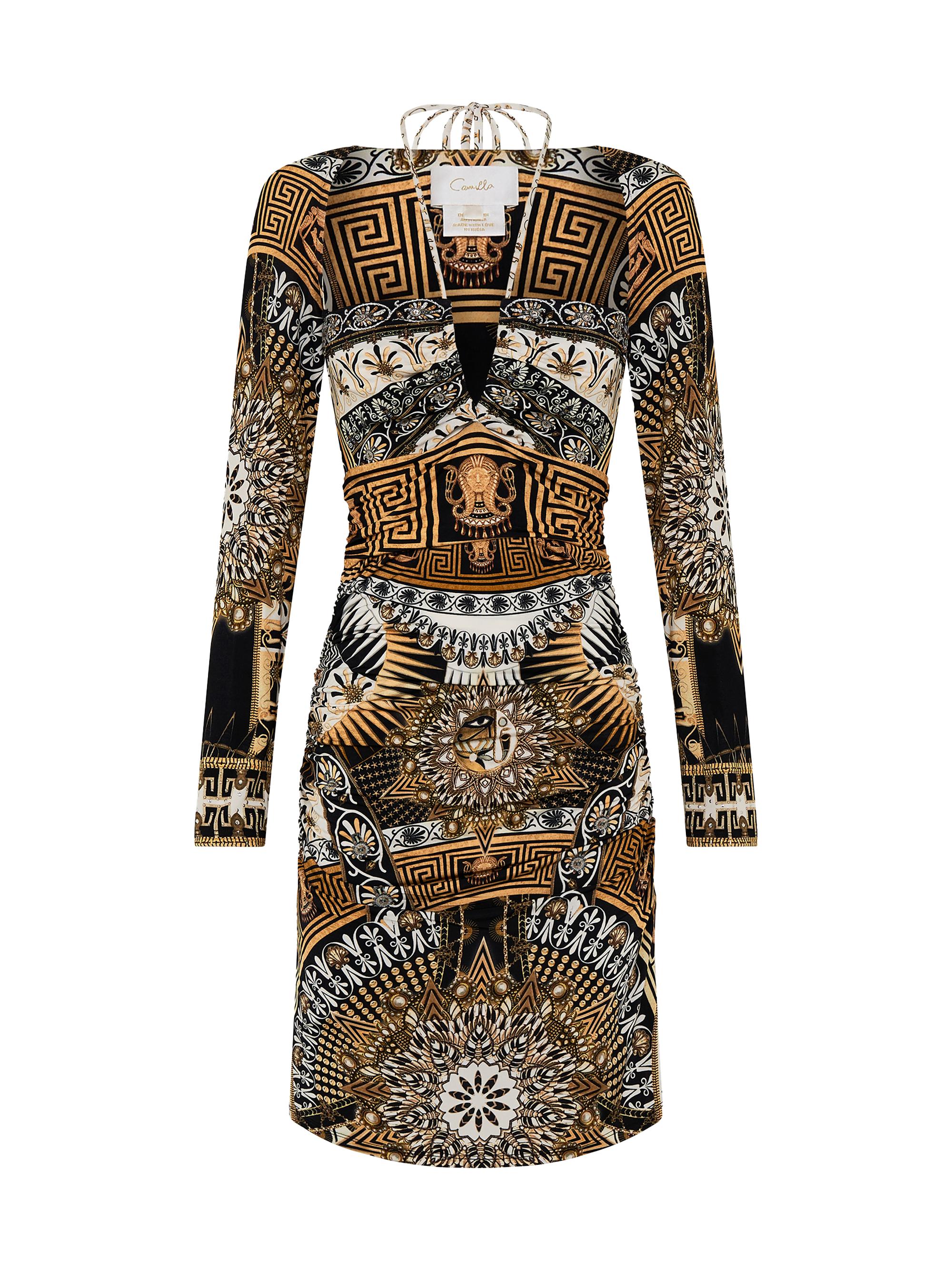 Short Cut Out Jersey Halter Neck Dress Temples of Dendara XL