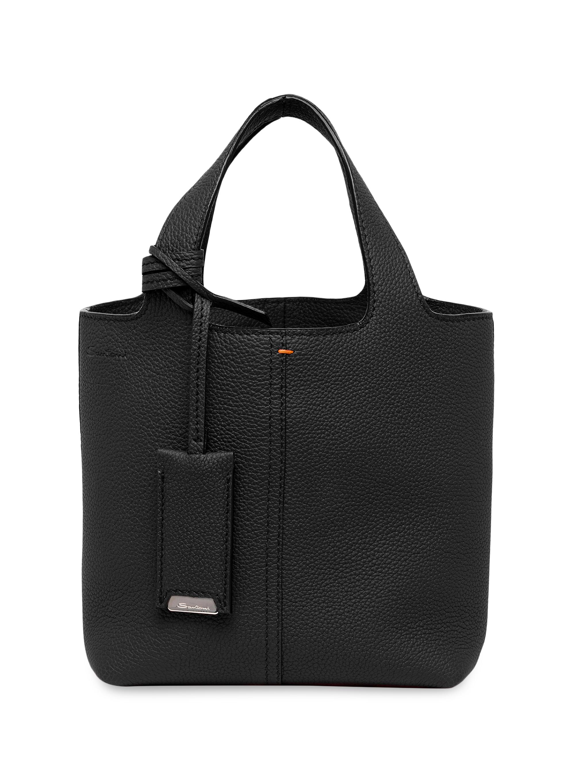 Santoni Women's Mini Chapelier Leather Tote Bag - Black