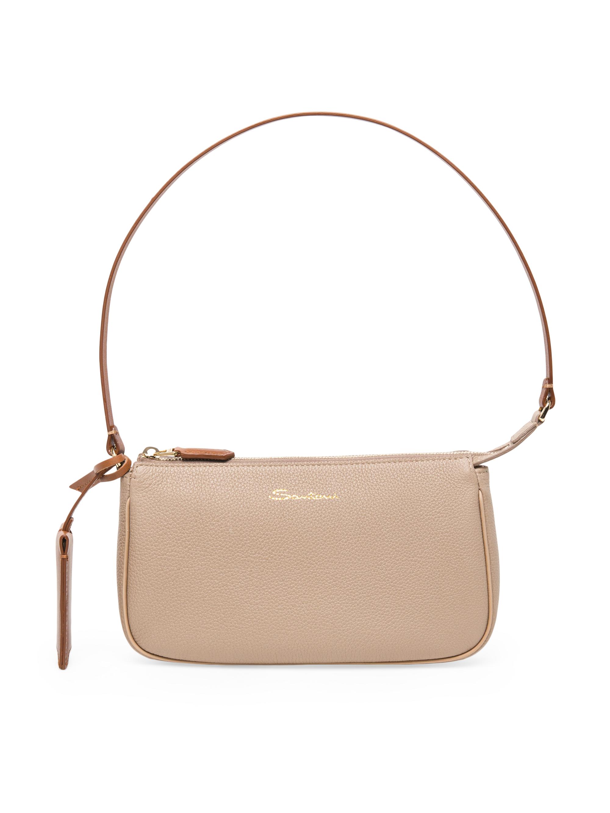 Santoni Women's Mini Zip Leather Shoulder Bag - Beige