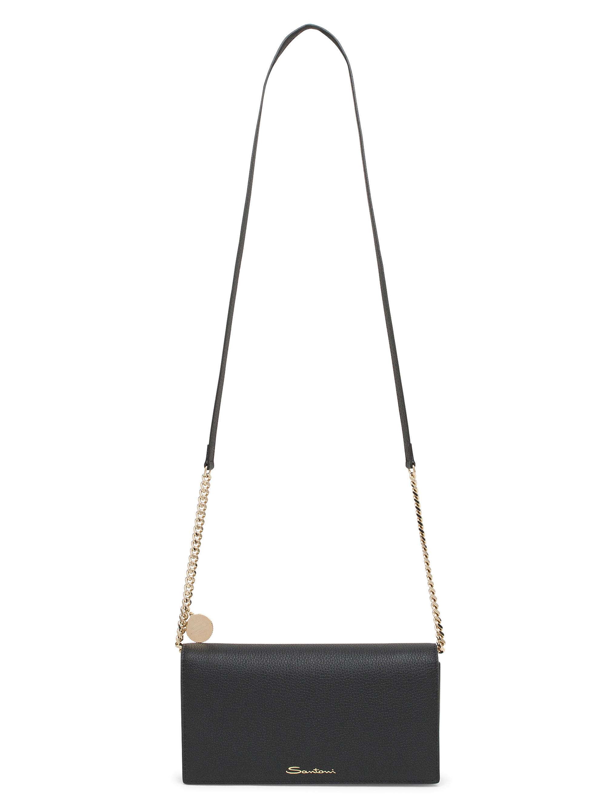 Santoni Women's Wallet-on-Chain Leather Crossbody Bag - Black