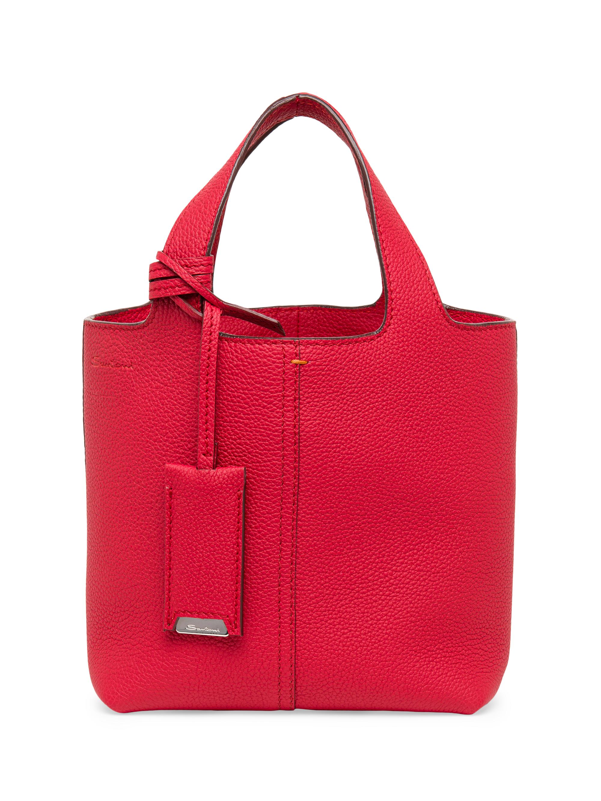 Santoni Women's Mini Chapelier Leather Tote Bag - Red