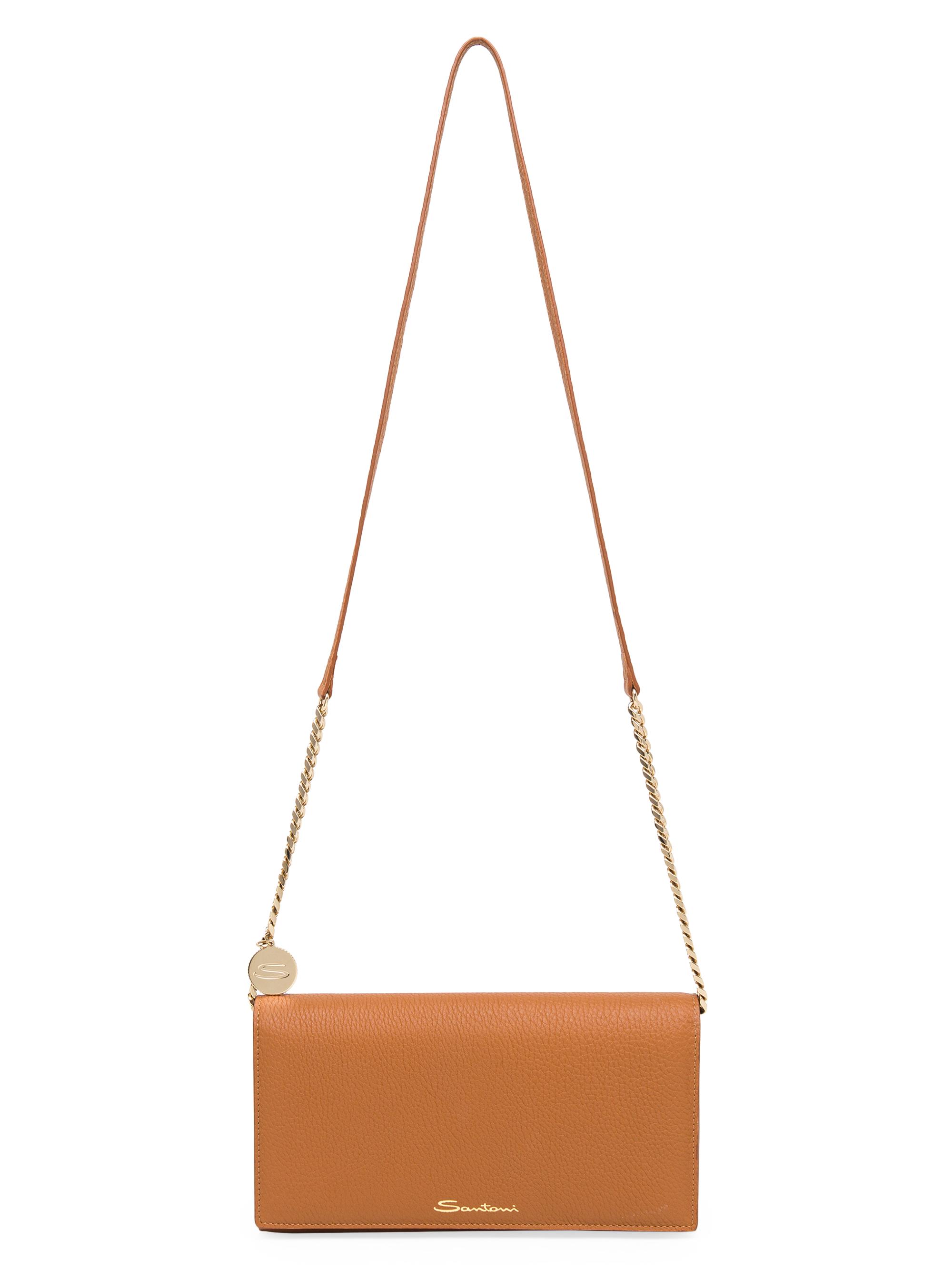 Santoni Women's Leather Wallet-On-Chain Crossbody Bag - Light Brown