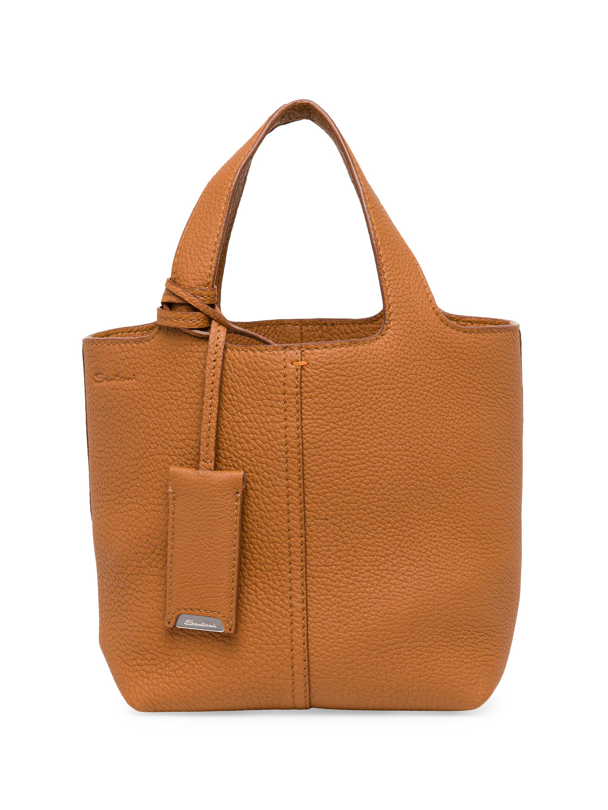 Santoni Women's Mini Chapelier Leather Tote Bag - Light Brown