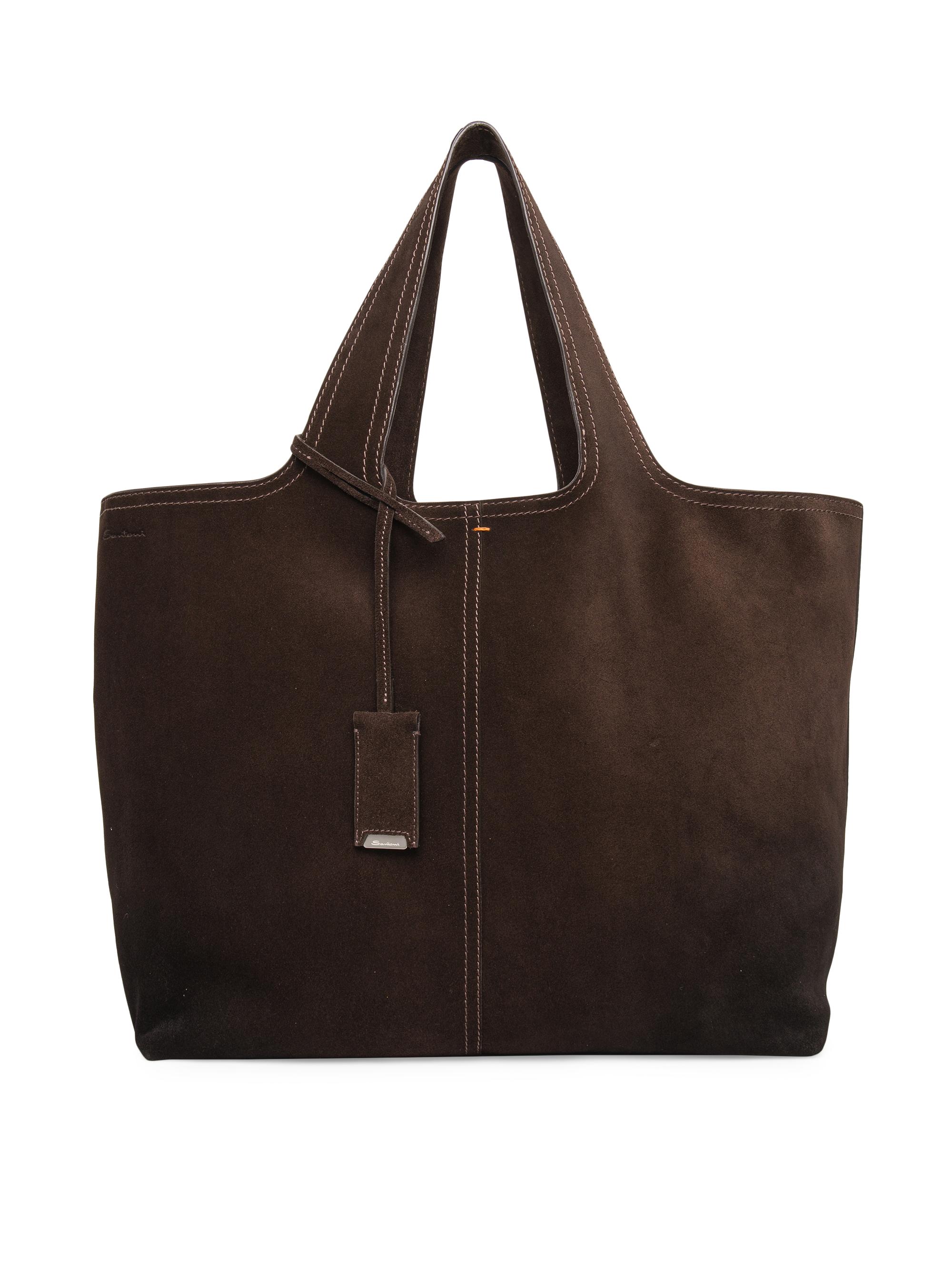Santoni Women's Chapelier  Leather Tote Bag - Dark Brown