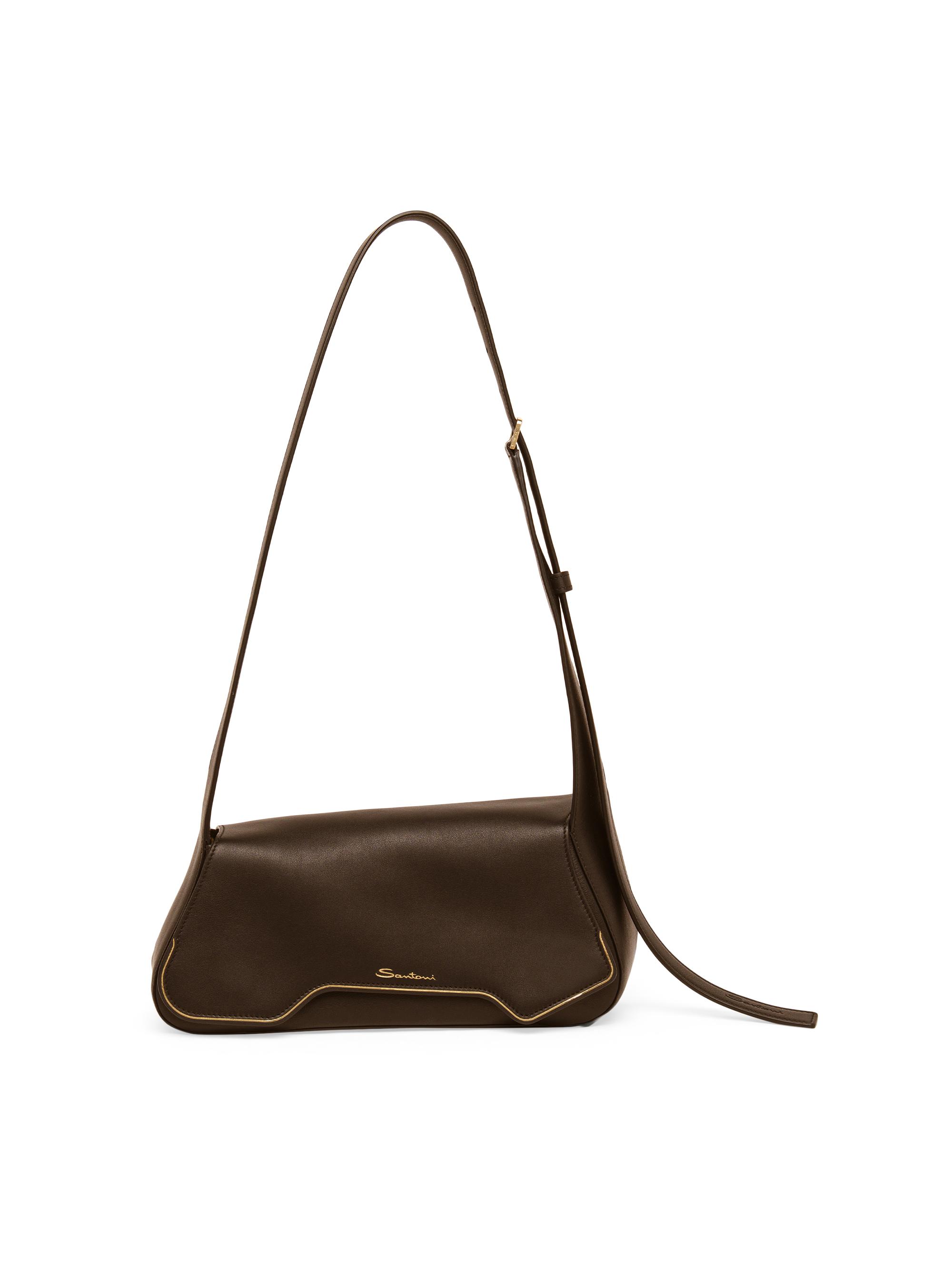 Santoni Women's Soft Pluto Leather Shoulder Bag - Dark Brown