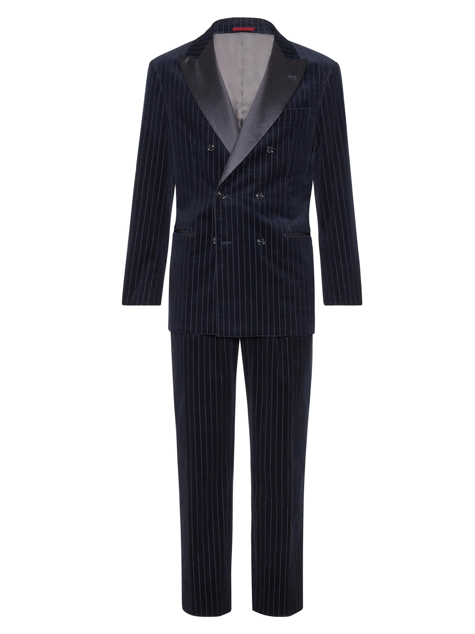 Brunello Cucinelli Men's Tuxedo with One and a Half Breasted Jacket and Trousers - Navy Blue