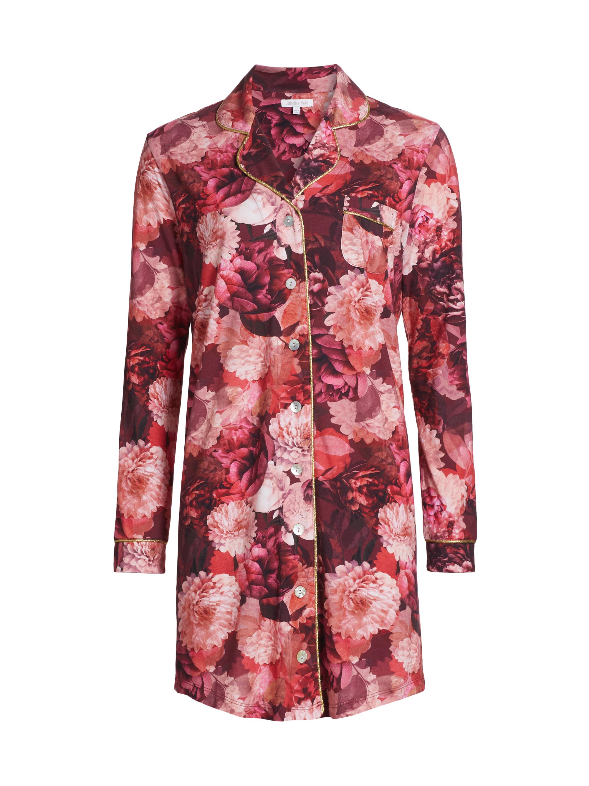 Johnny Was Women's The Neena Floral Pajama Shirt - Rosas