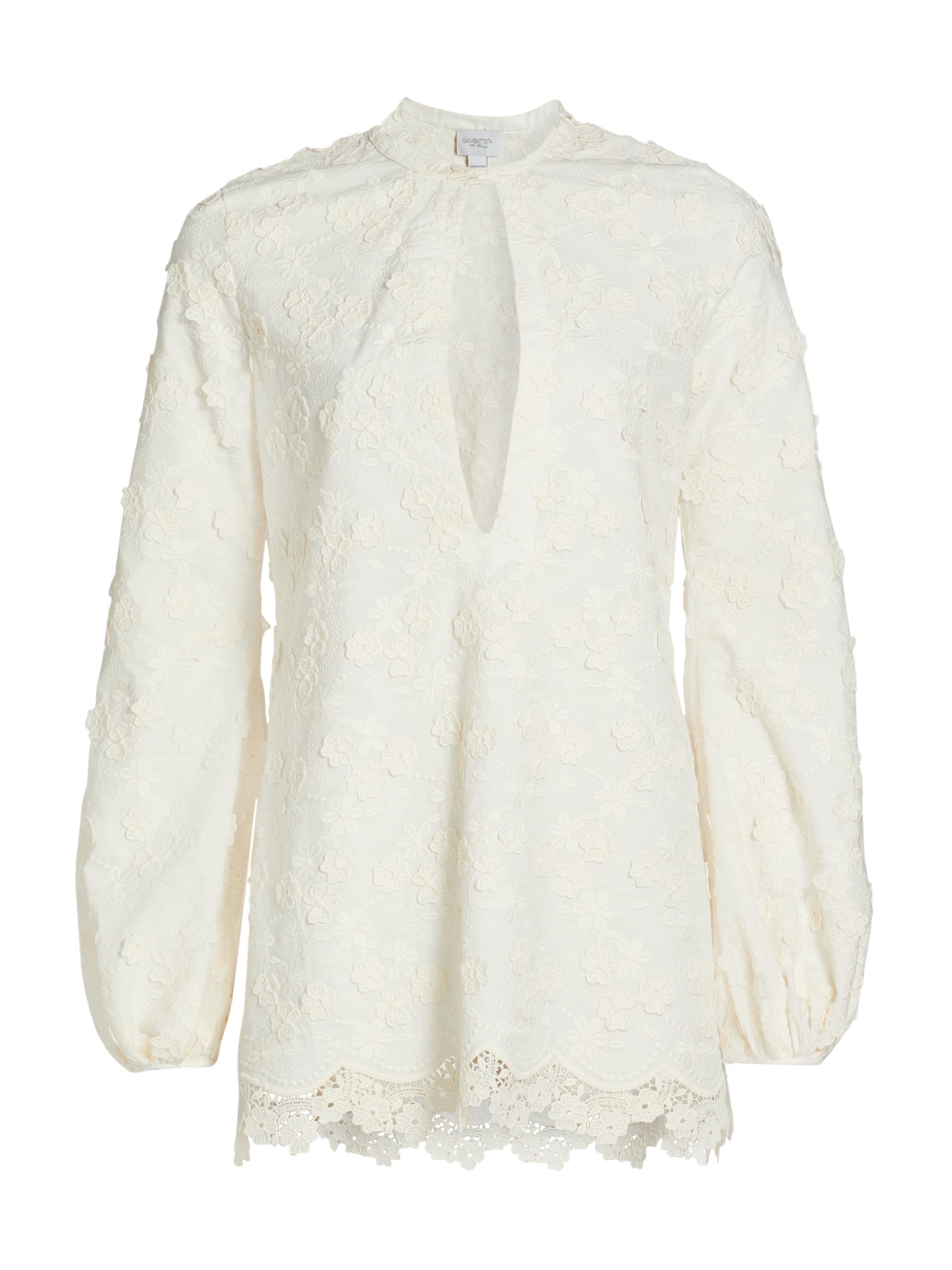 Giambattista Valli Women's Floral-Embroidered Poplin Minidress - White
