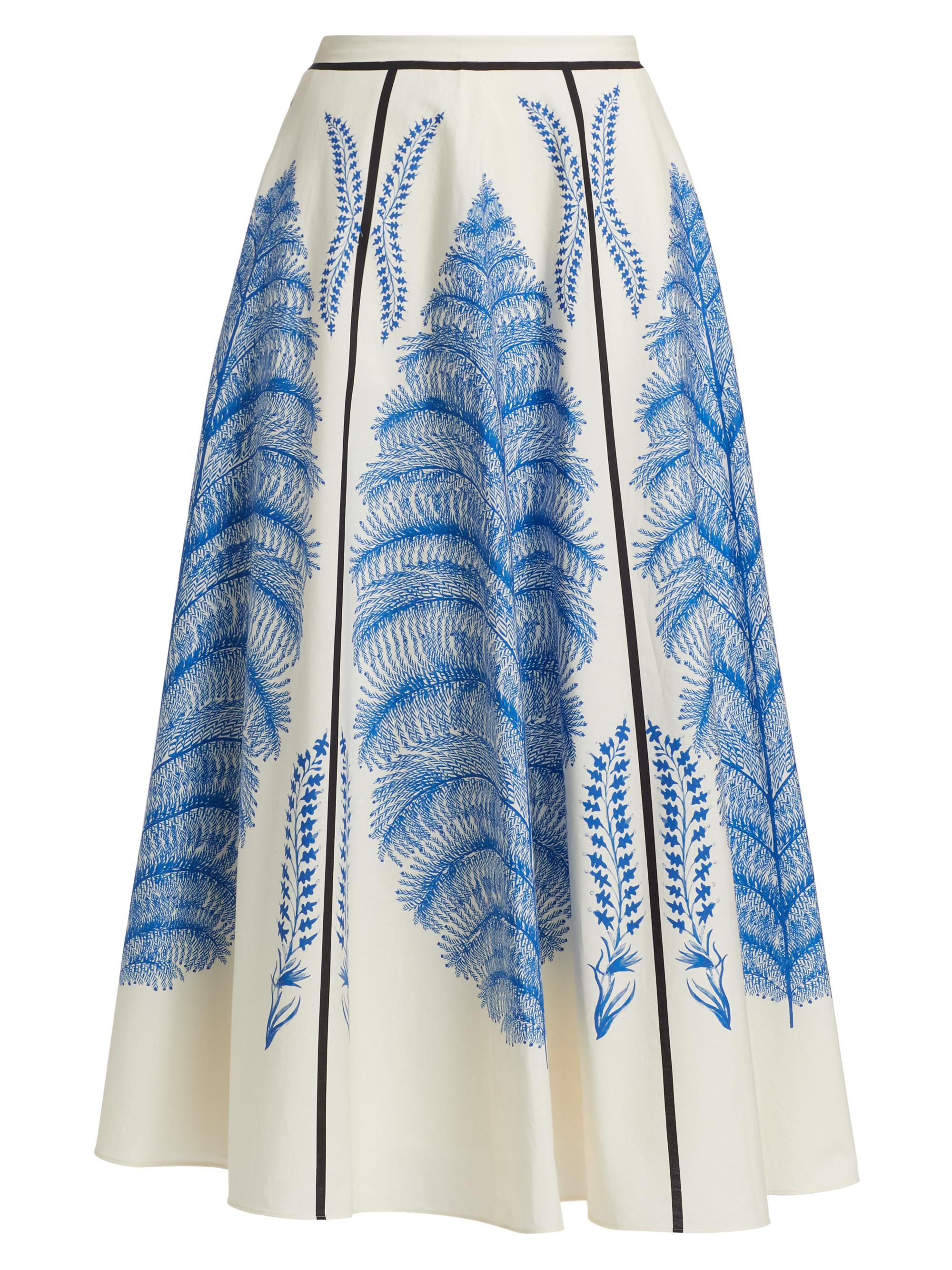 Giambattista Valli Women's Printed Pleated A-Line Midi-Skirt -  Blue
