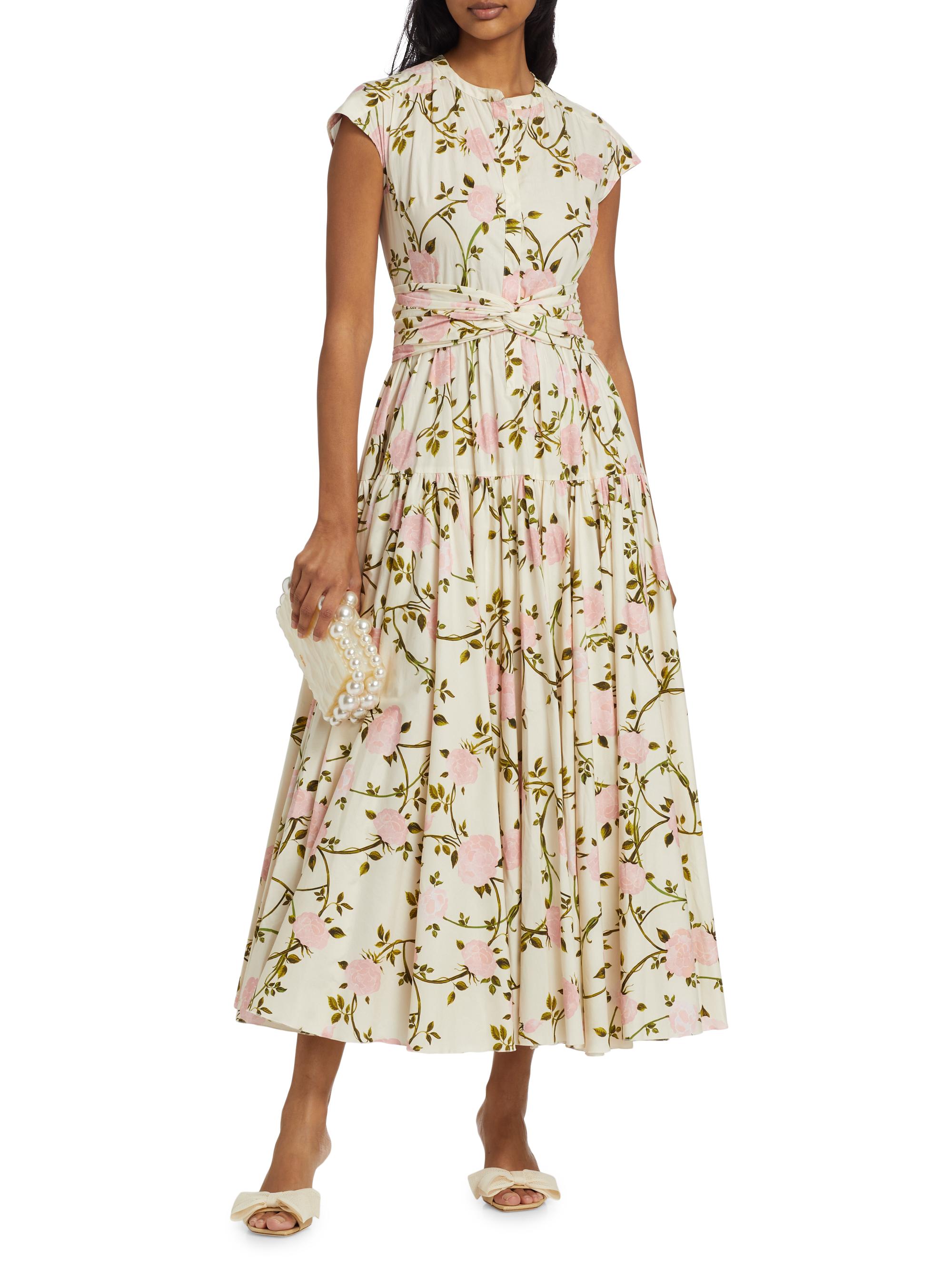 knee length dresses for ladies Printed Poplin Midi Dress main image 0