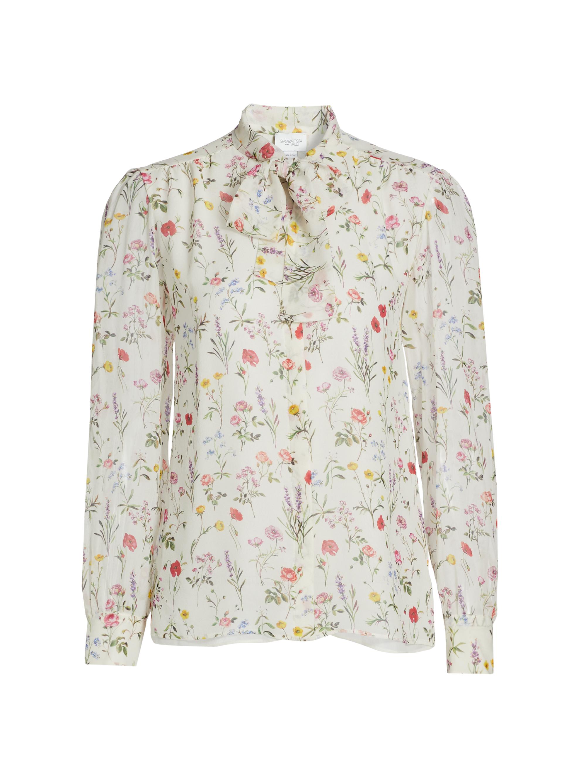 Giambattista Valli Women's Floral Silk Tieneck Blouse
